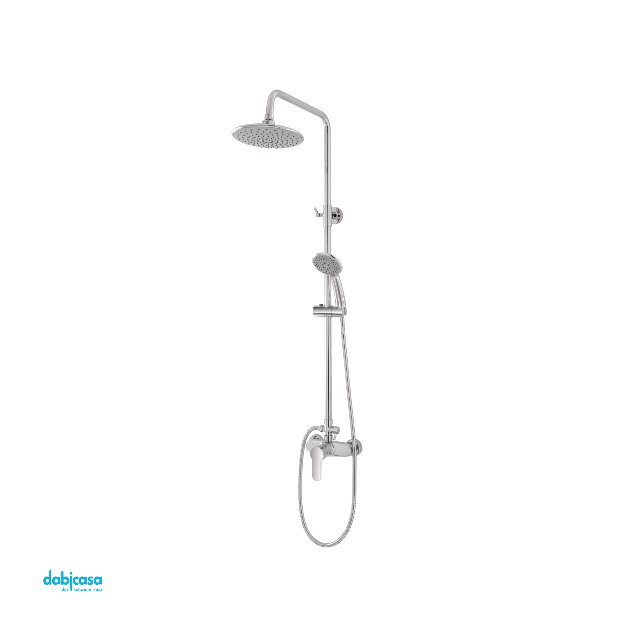 Colonna Doccia "Platinum" Con Deviatore e Miscelatore In Ottone Cromato Altezza Regolabile Da 108,5 A 145 Cm - Dabicasa