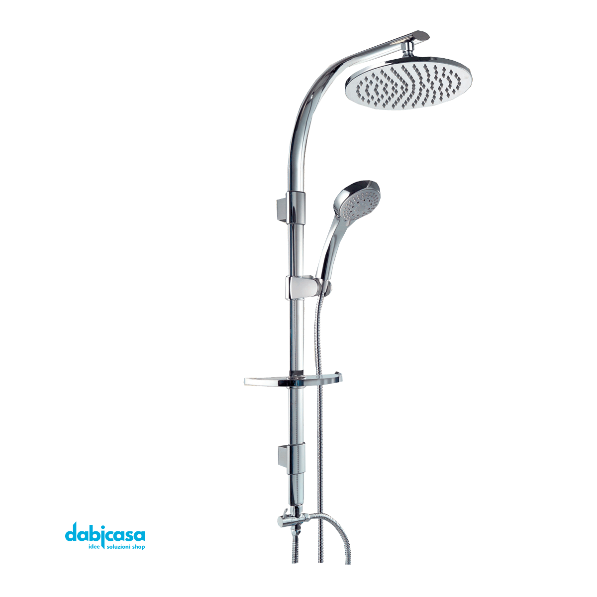 Colonna Doccia "Soffiò Round" In Acciaio Inox Con Doccetta e Soffione Tondo Diametro 20cm - Dabicasa