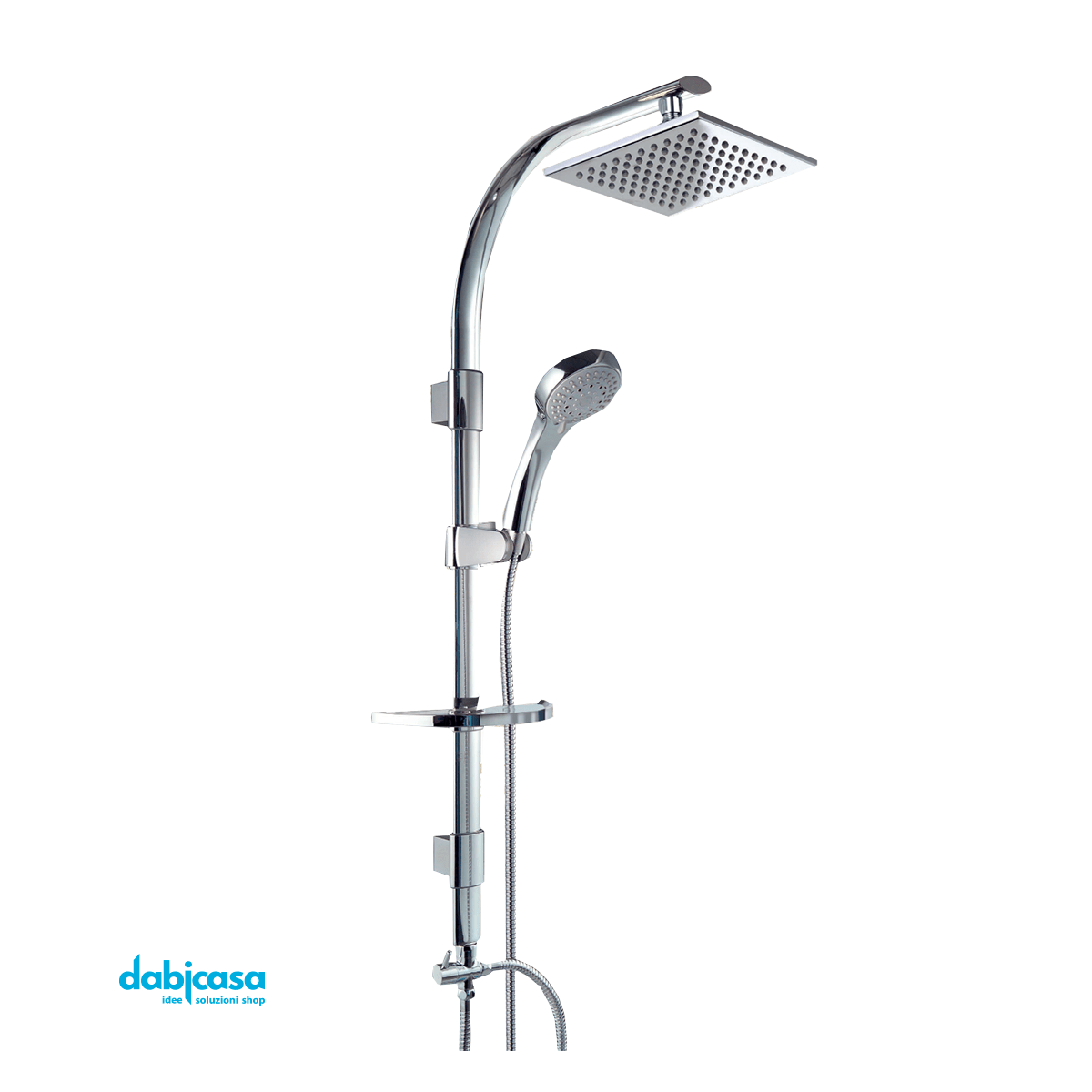 Colonna Doccia "Soffiò Square" In Acciaio Inox Con Doccetta e Soffione 20x20cm - Dabicasa