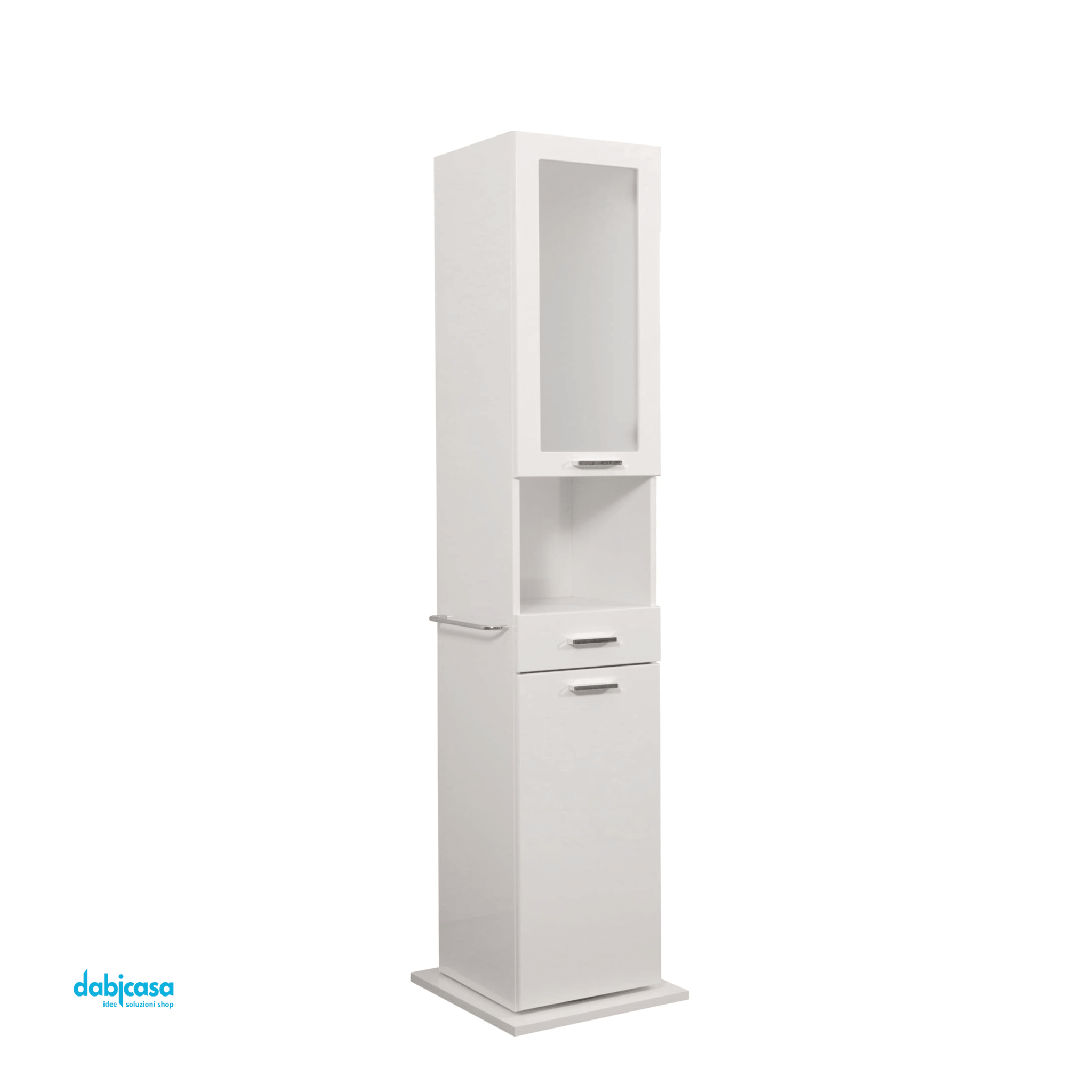 Colonna Porta Scarpiera "Classica" Da 186 Cm Composta Da Due Ante C/Vano a Giorno Finitura Bianco Lucido - Dabicasa