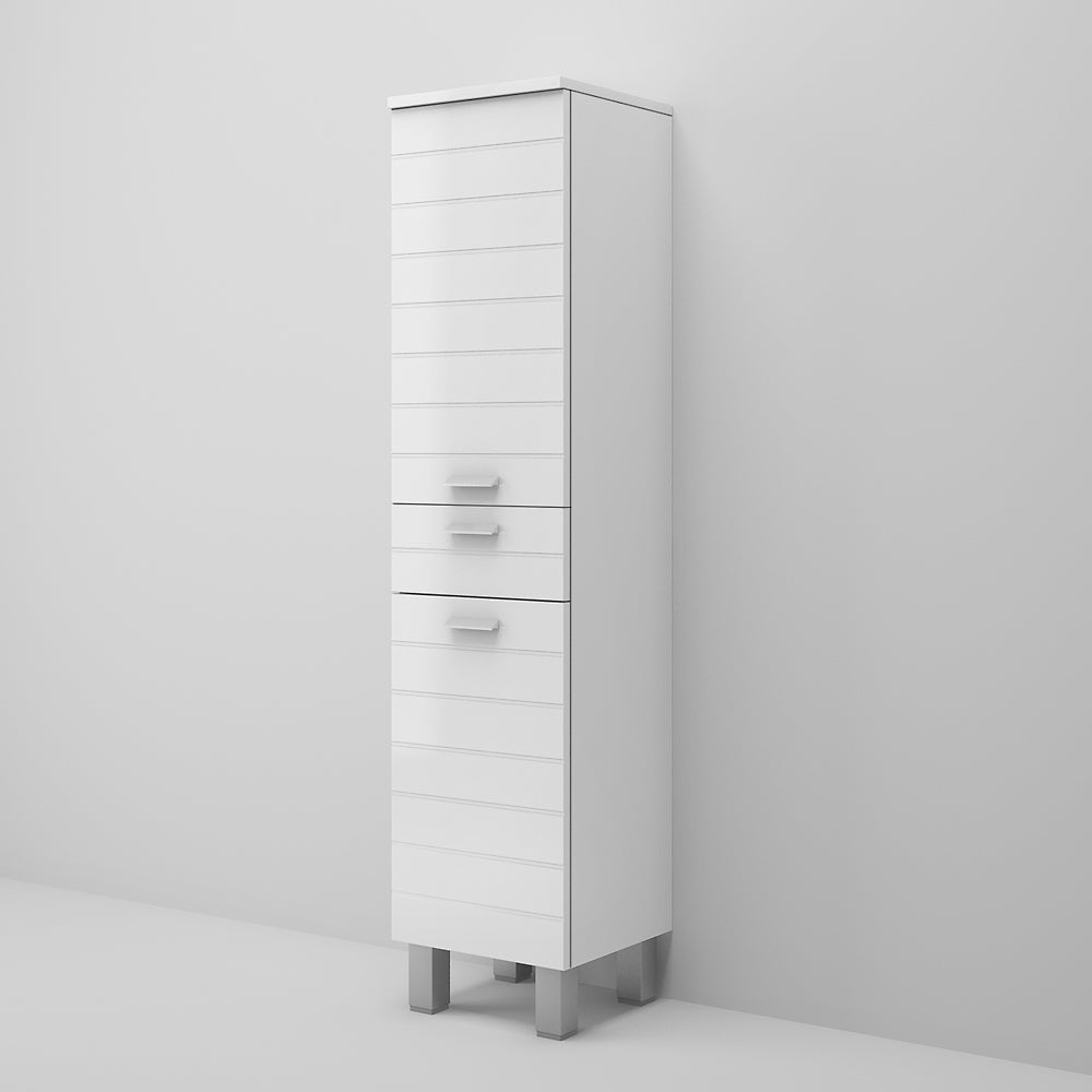 Colonna Portaoggetti a Terra 154 Cm Due Ante Un Cassetto Savini "Rigo" Bianco Lucido - Dabicasa