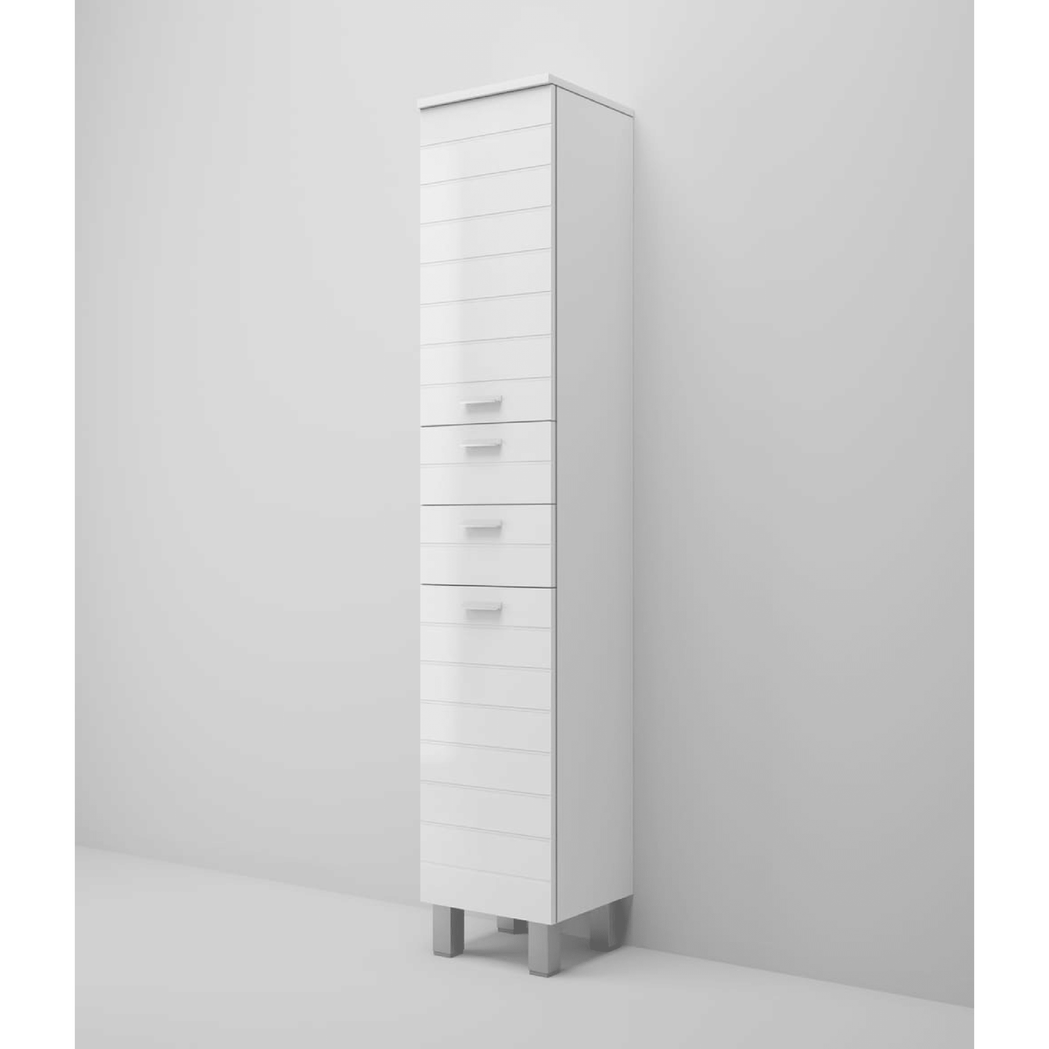 Colonna Portaoggetti a Terra 195 Cm Due Ante Due Cassetti Savini "Rigo" Bianco Lucido - Dabicasa