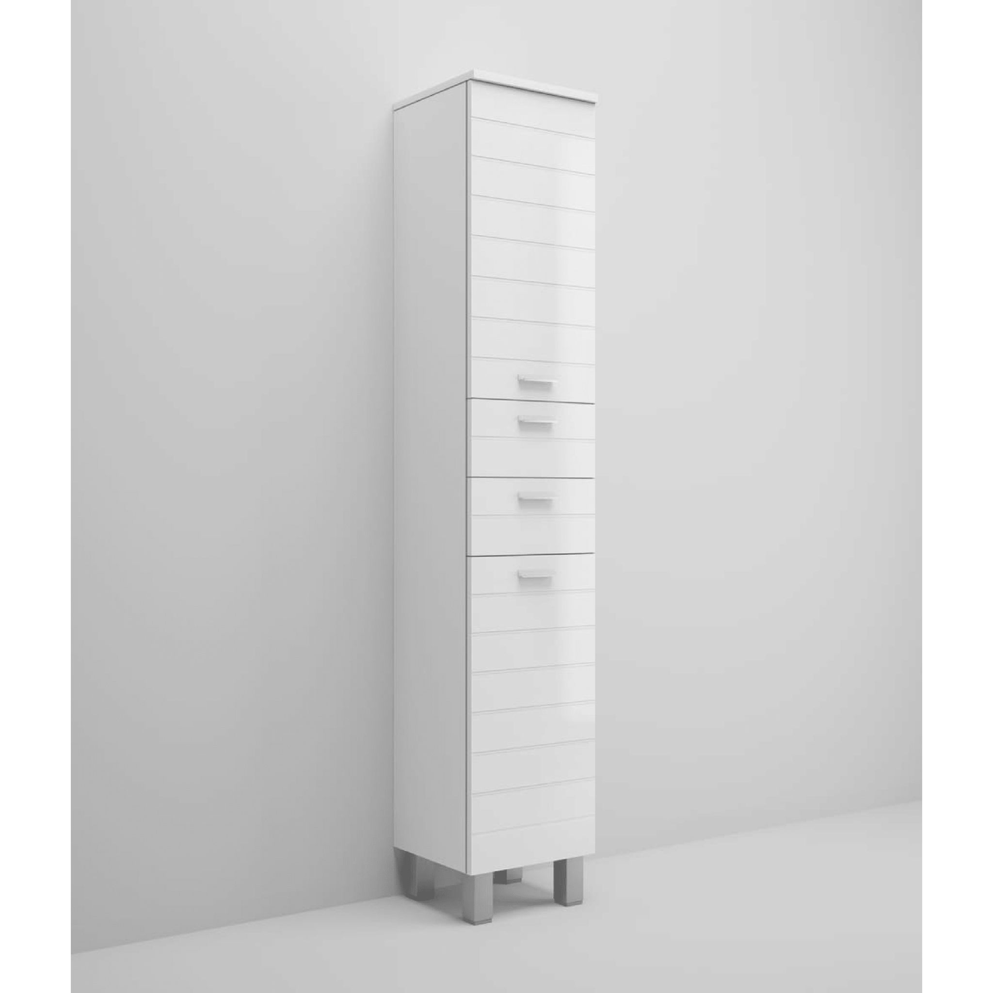 Colonna Portaoggetti a Terra 195 Cm Due Ante Due Cassetti Savini "Rigo" Bianco Lucido - Dabicasa