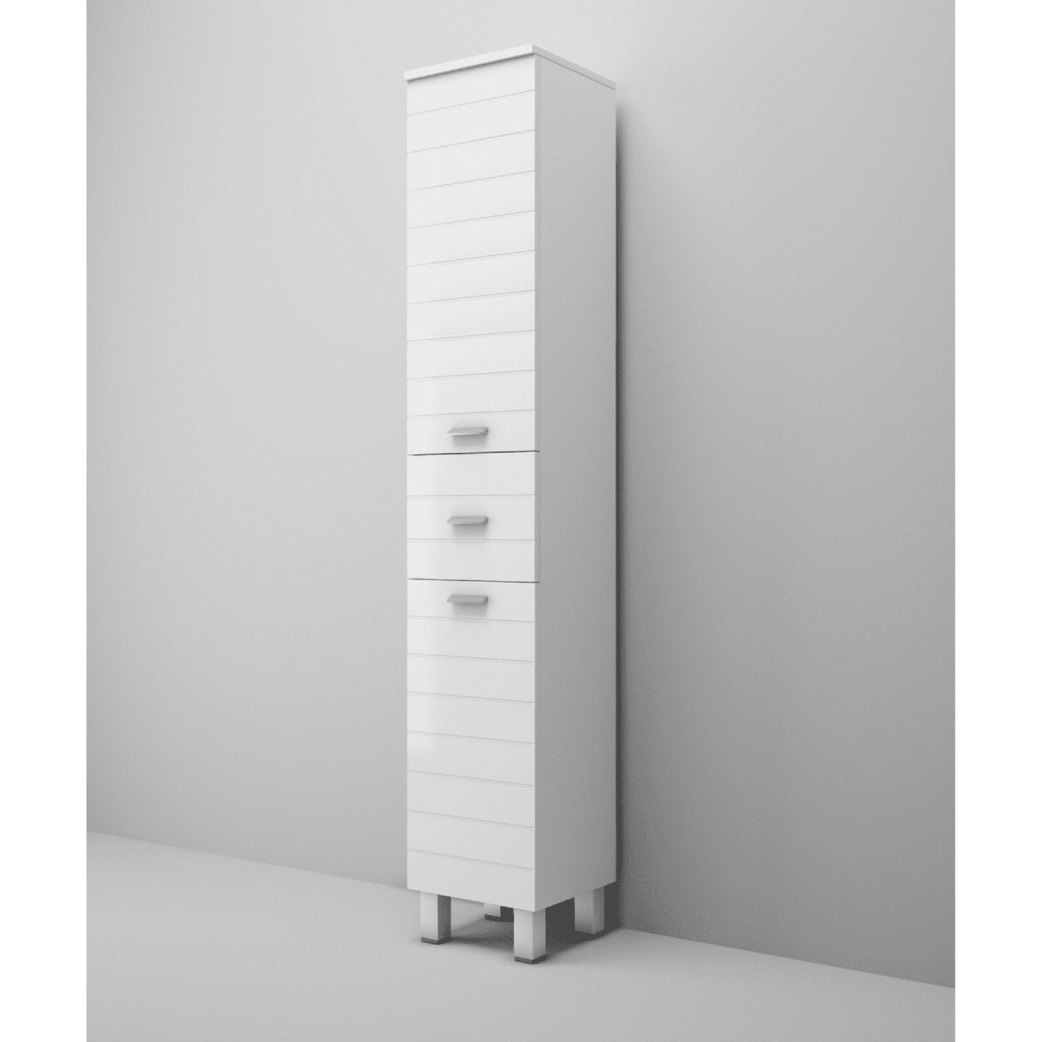 Colonna Portaoggetti a Terra 195 Cm Due Ante Un Cassetto Savini "Rigo" Bianco Lucido - Dabicasa