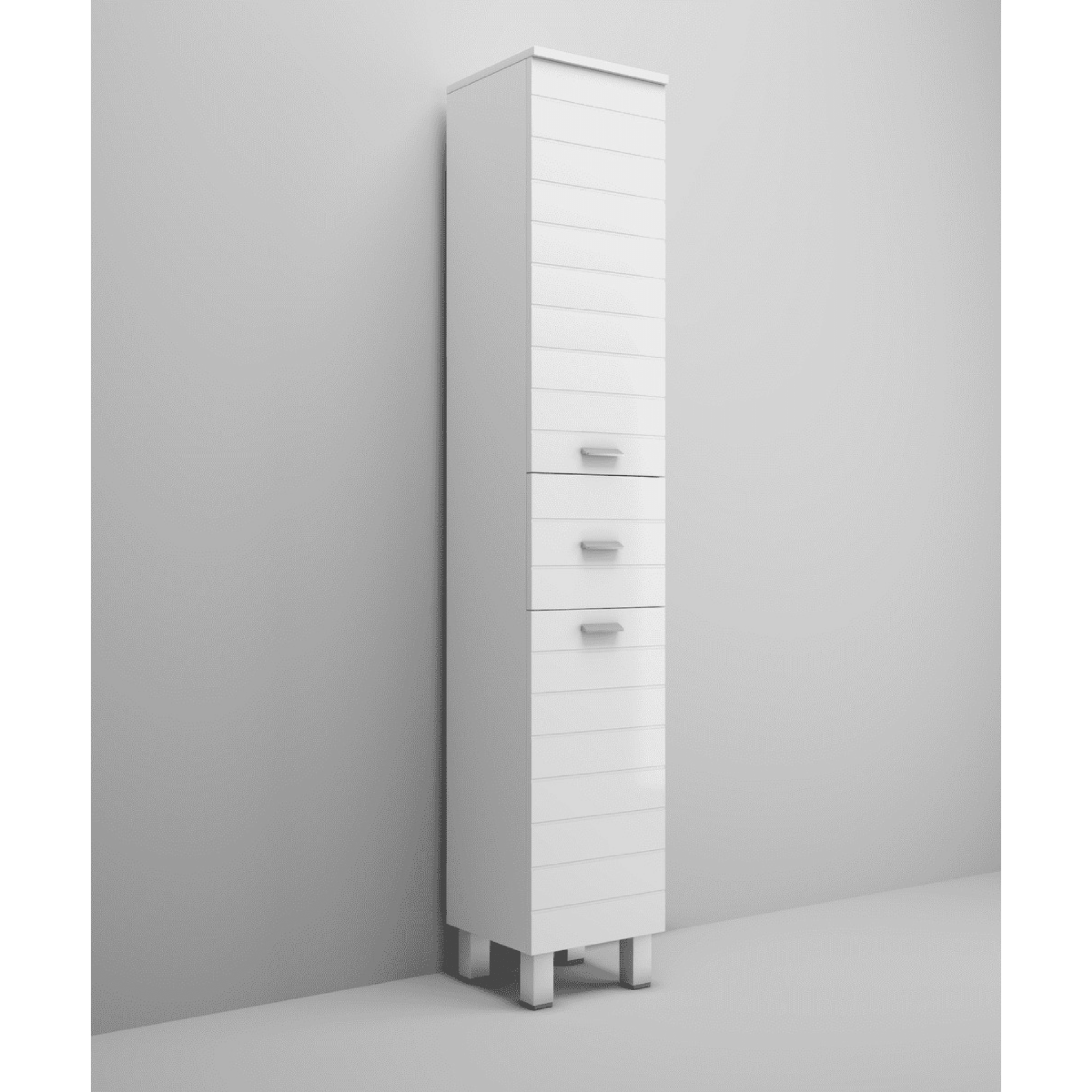 Colonna Portaoggetti a Terra 195 Cm Due Ante Un Cassetto Savini "Rigo" Bianco Lucido - Dabicasa
