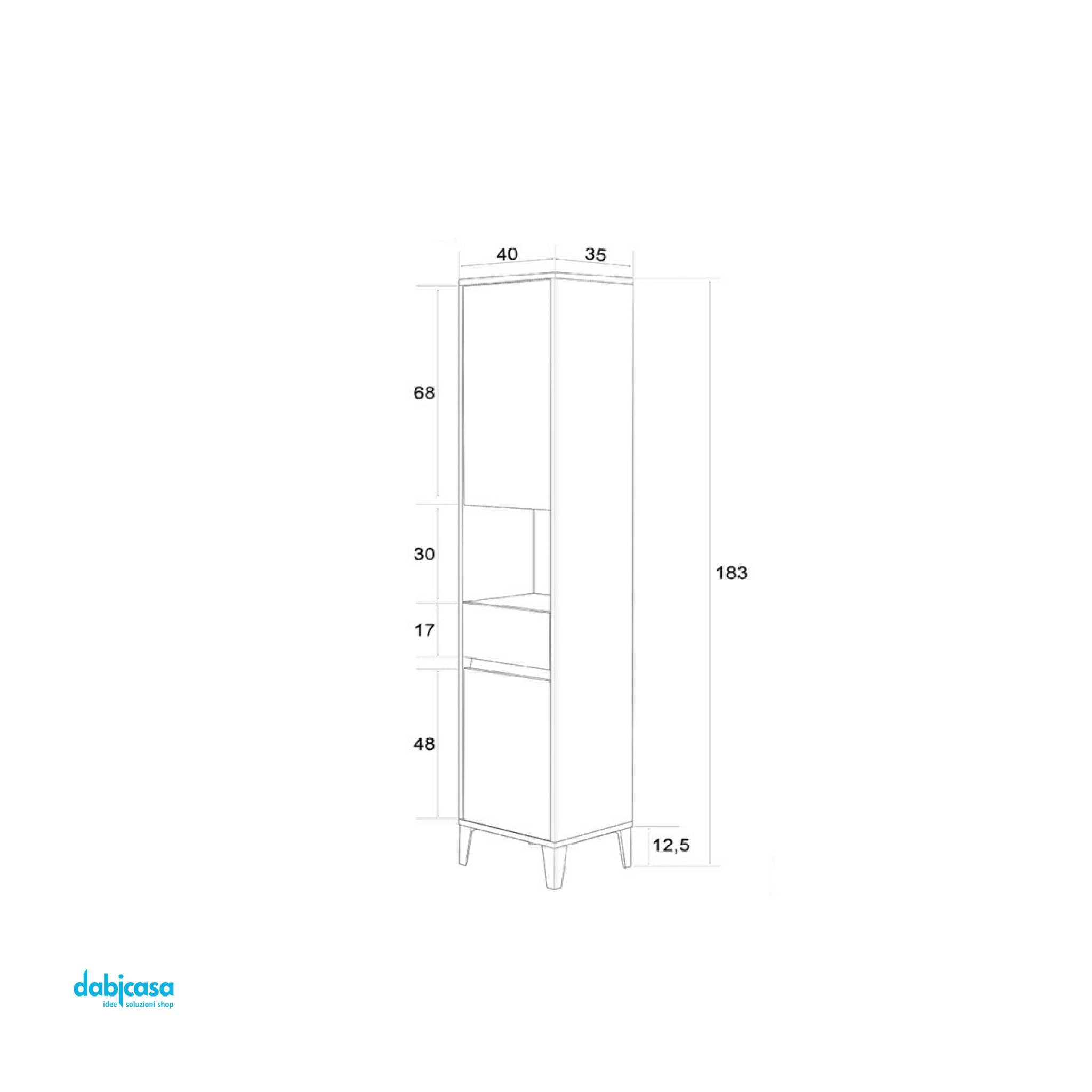 Colonna Portasciugamani A Terra "Mondo 2.0" Da 183 Cm Composto Da Due Ante Ed Un Cassetto Finitura Bianco Opaco/Bianco Laccato - Dabicasa