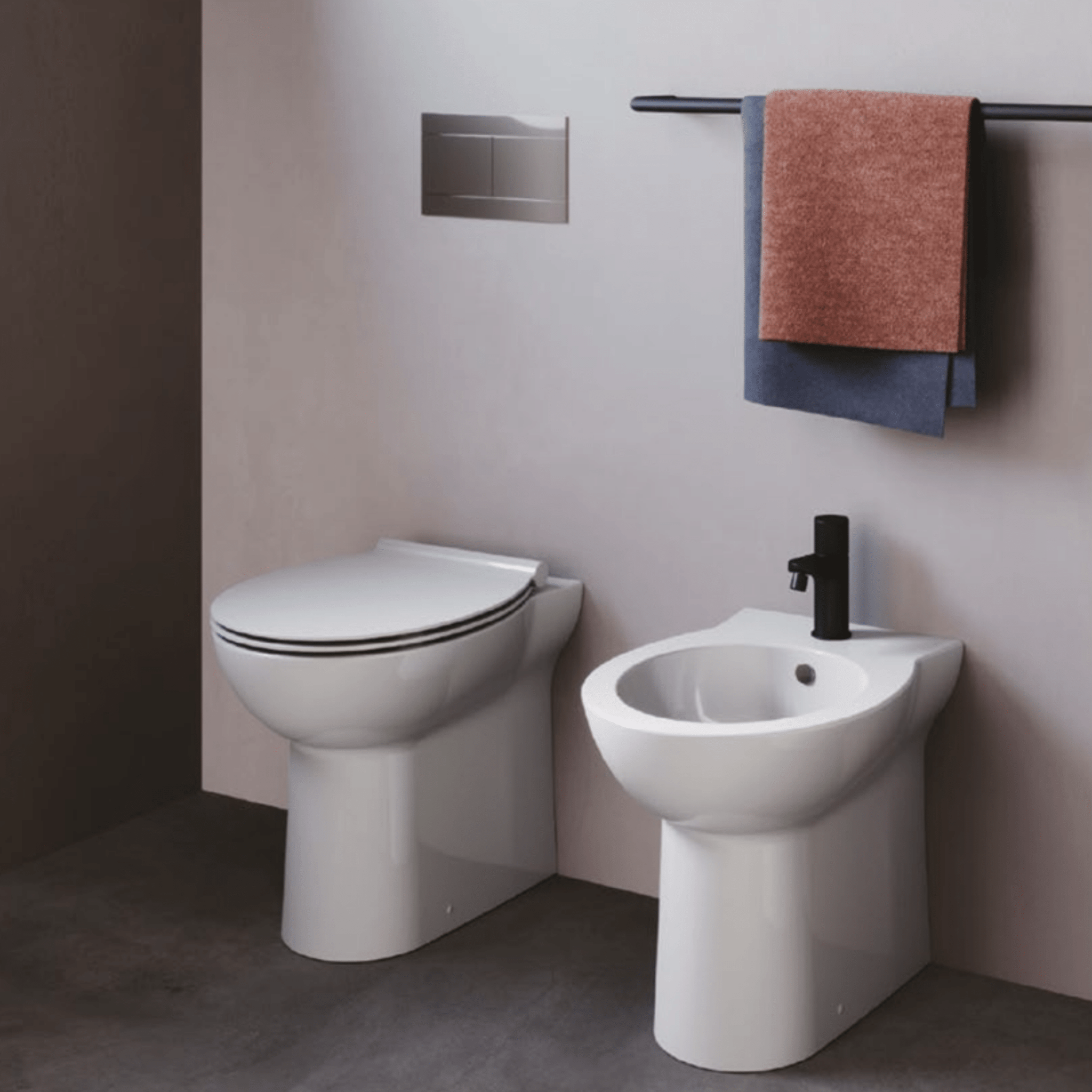 Coppia Di Sanitari a Terra Azzurra Ceramica "Fast" Bianco Lucido - Dabicasa