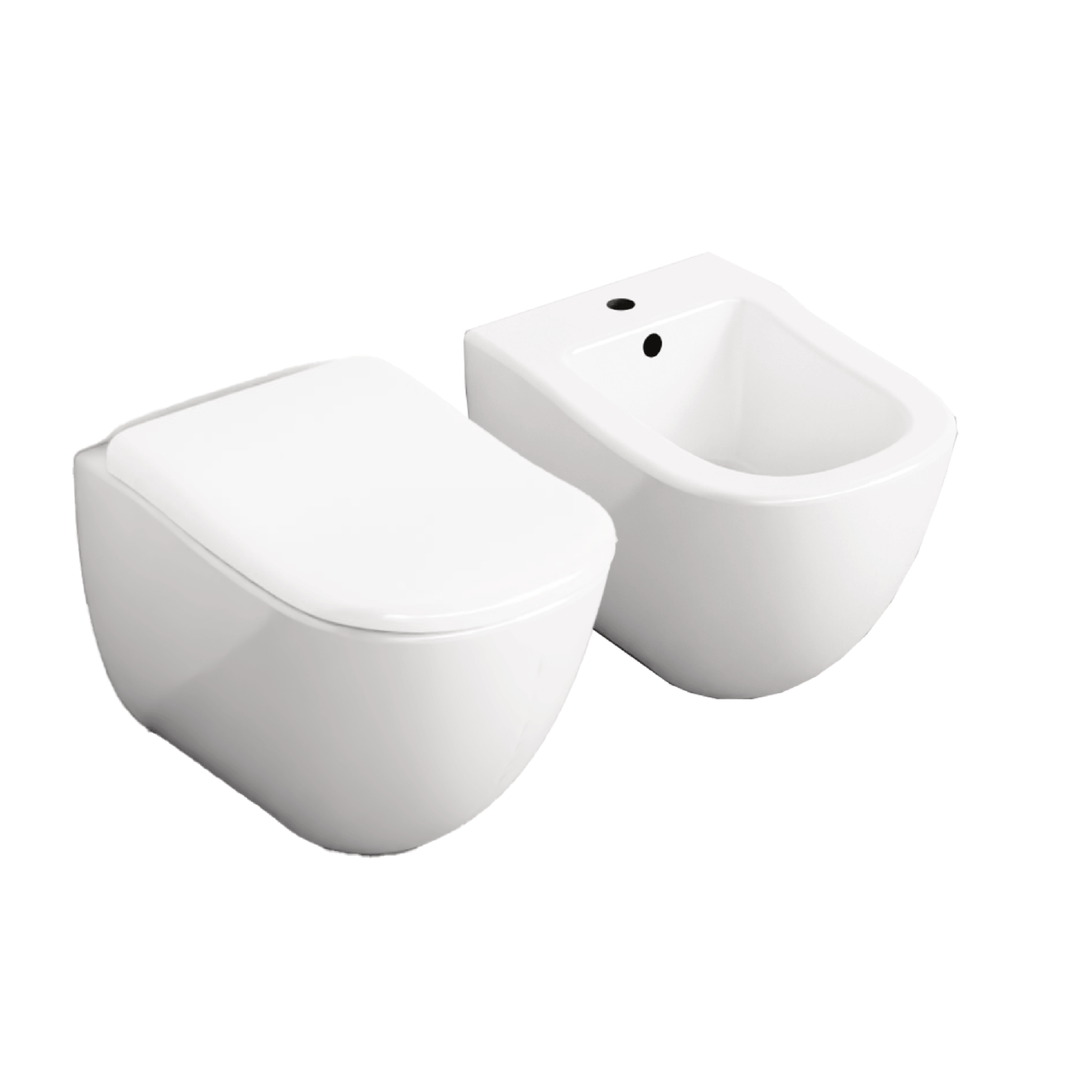 Coppia Di Sanitari a Terra Ceramica Cielo "Fluid" Bianco Lucido - Dabicasa