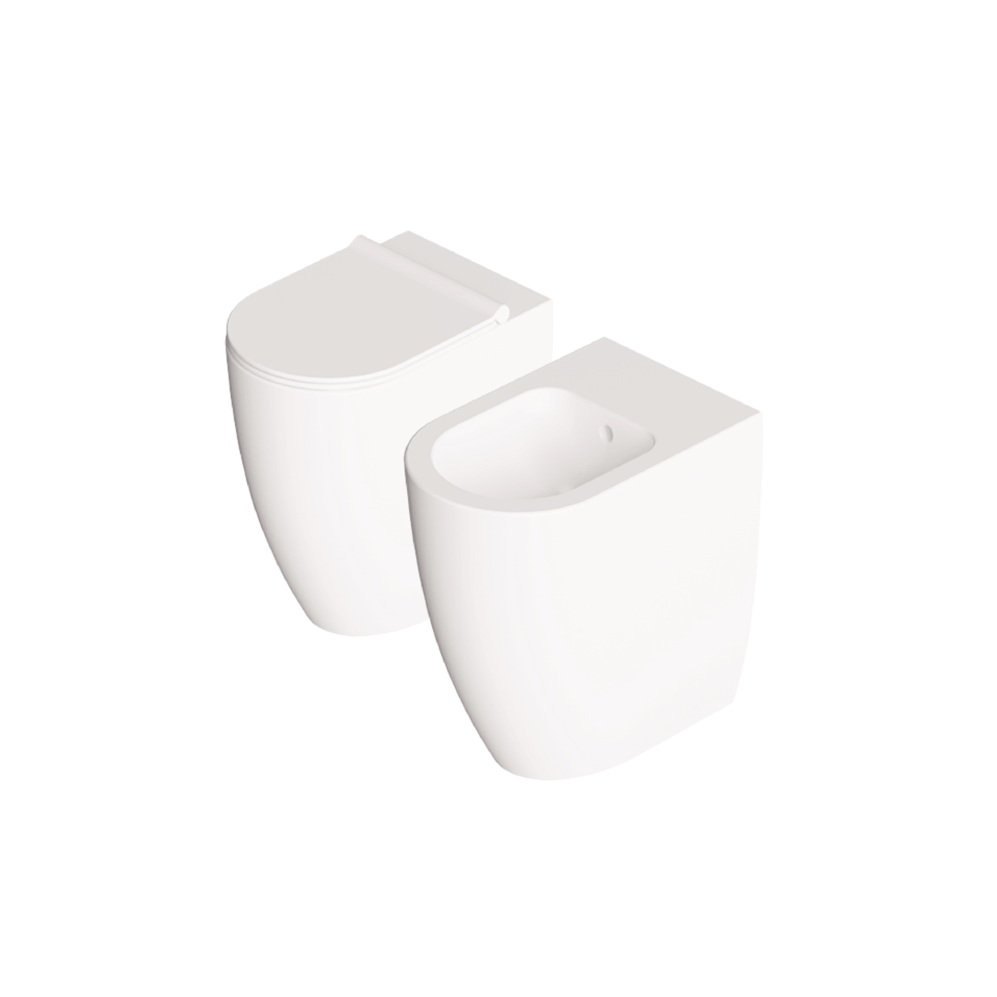 Coppia Di Sanitari a Terra H 50 Senza Brida Alice Ceramica "Form" Bianco Lucido - Dabicasa