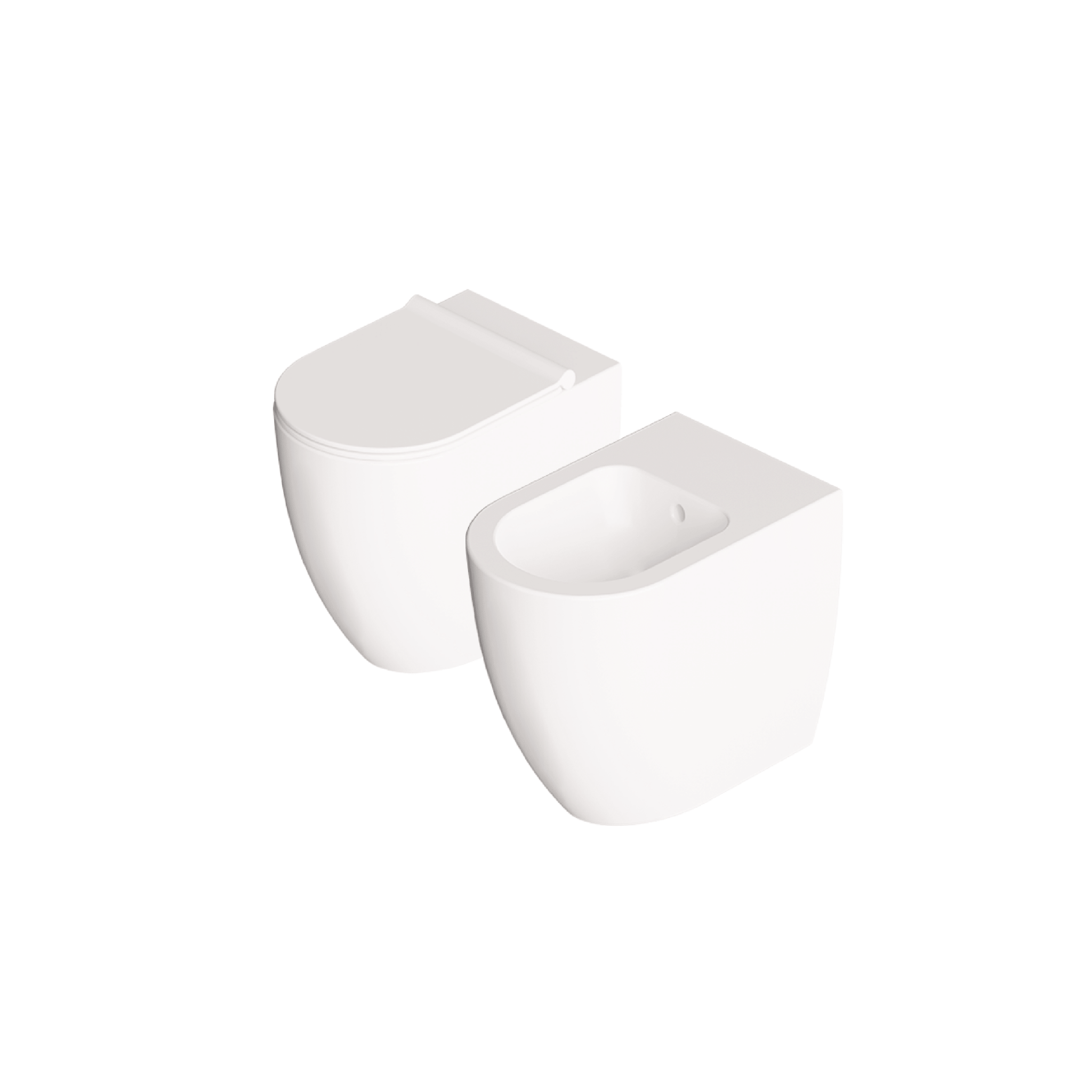 Coppia Di Sanitari a Terra Senza Brida Alice Ceramica "Form" Bianco Lucido - Dabicasa