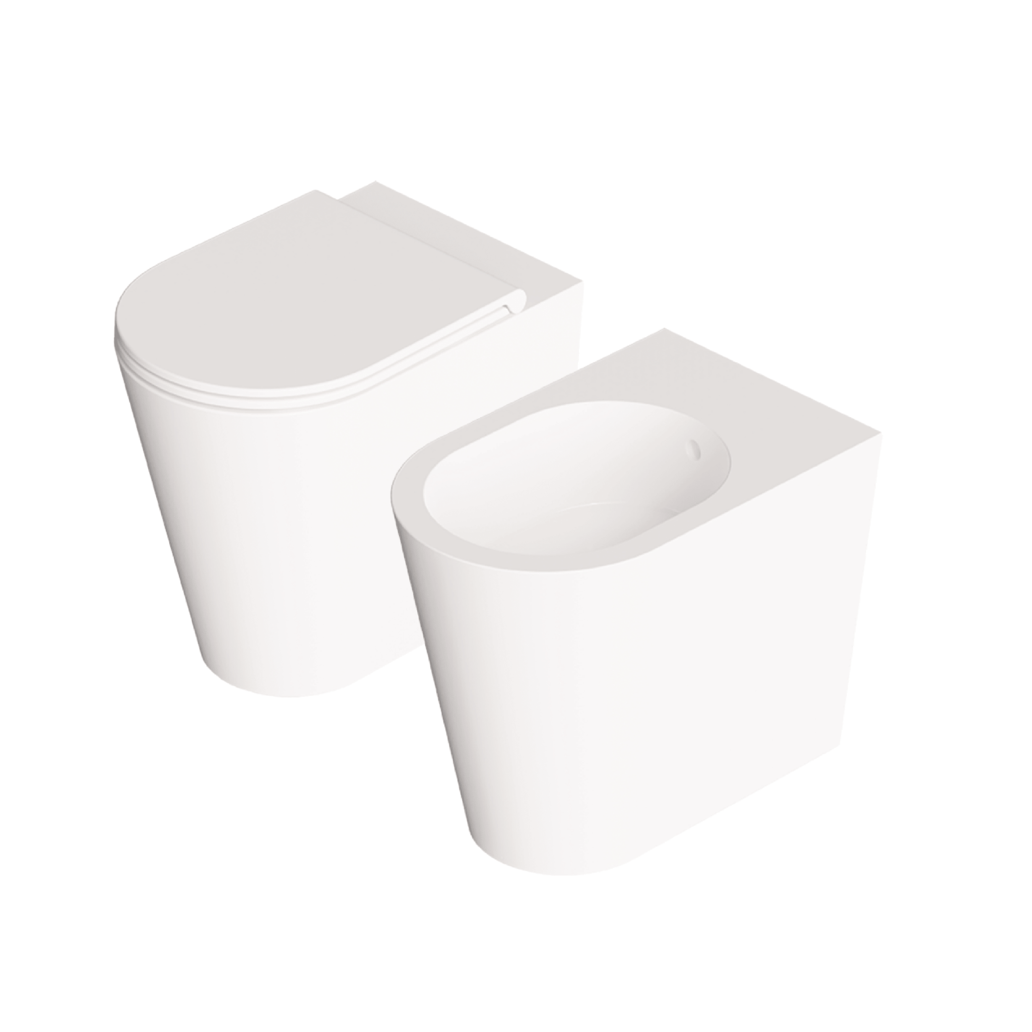 Coppia Di Sanitari a Terra Senza Brida Alice Ceramica "Hide Round" Bianco Lucido - Dabicasa