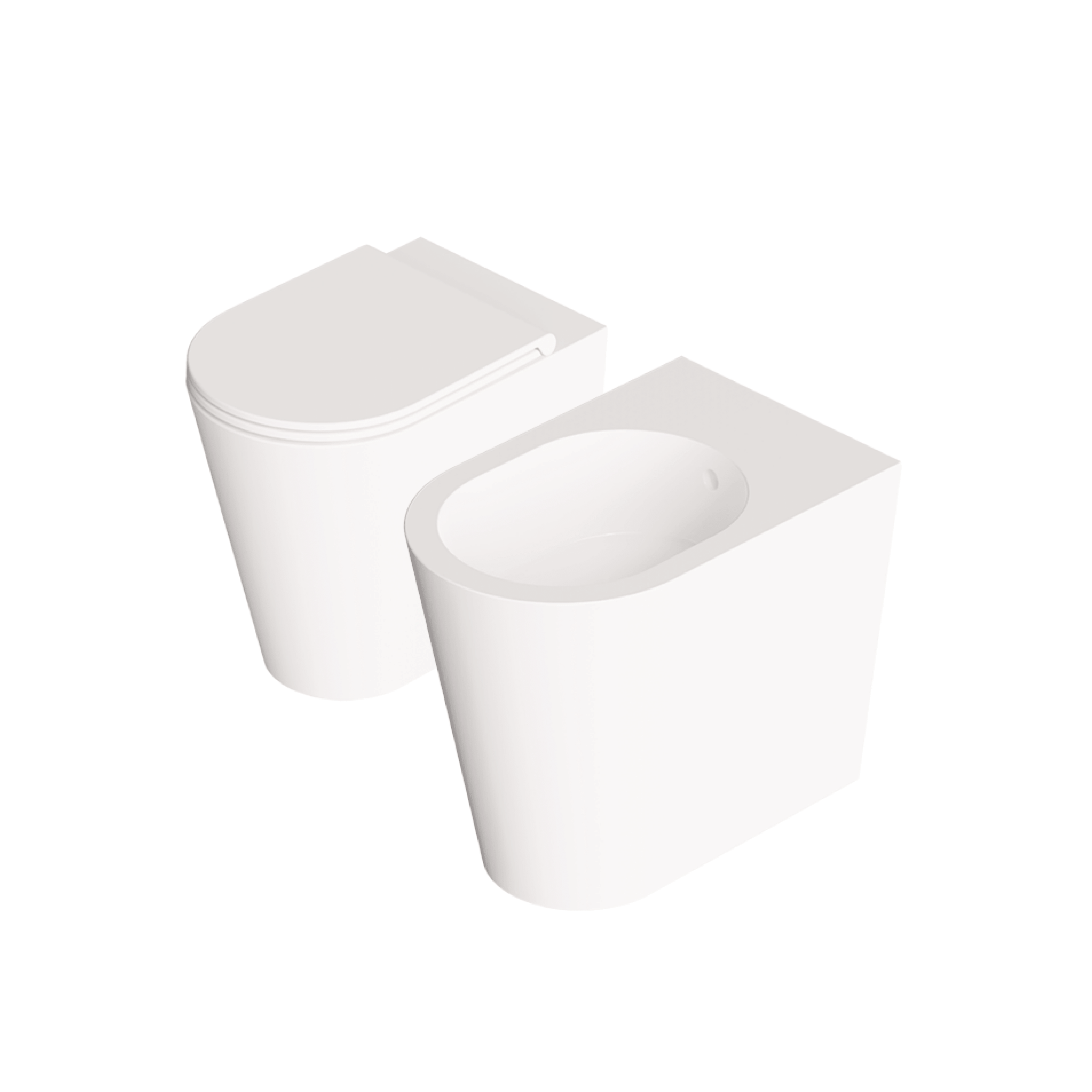Coppia Di Sanitari a Terra Senza Brida Alice Ceramica "Hide Round" Bianco Opaco - Dabicasa
