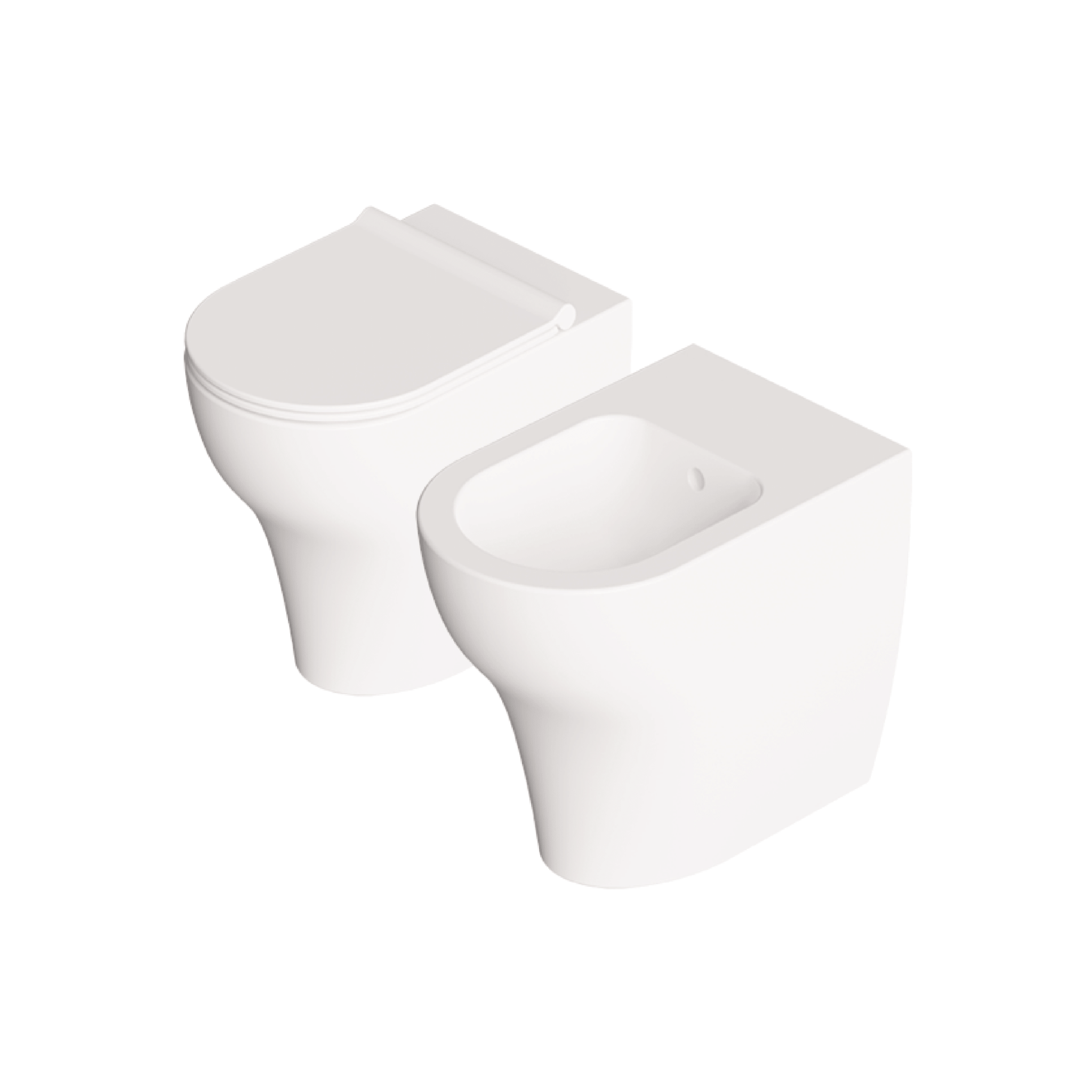 Coppia Di Sanitari a Terra Senza Brida Alice Ceramica "Unica" Bianco Lucido - Dabicasa