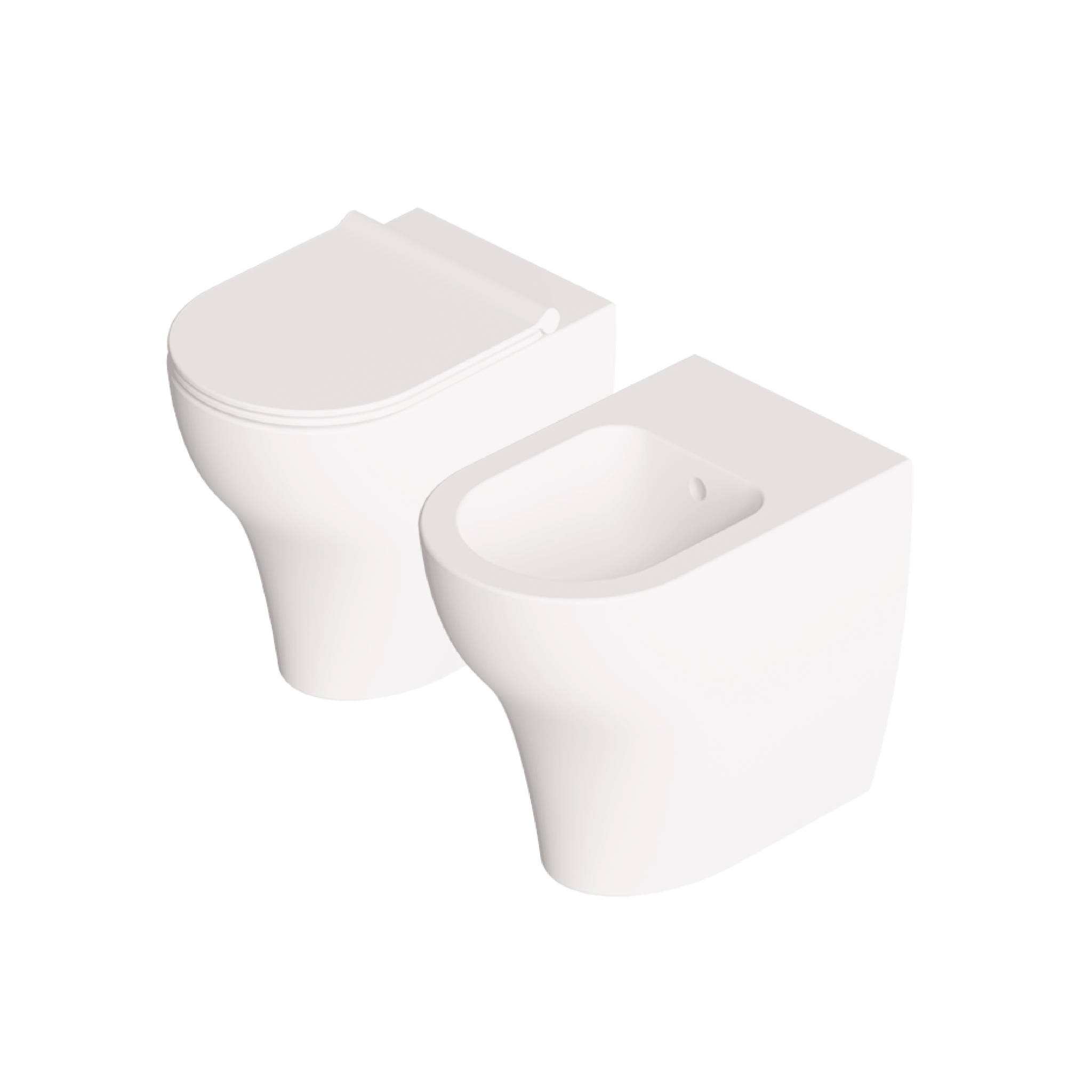 Coppia Di Sanitari a Terra Senza Brida Alice Ceramica "Unica" Bianco Opaco - Dabicasa