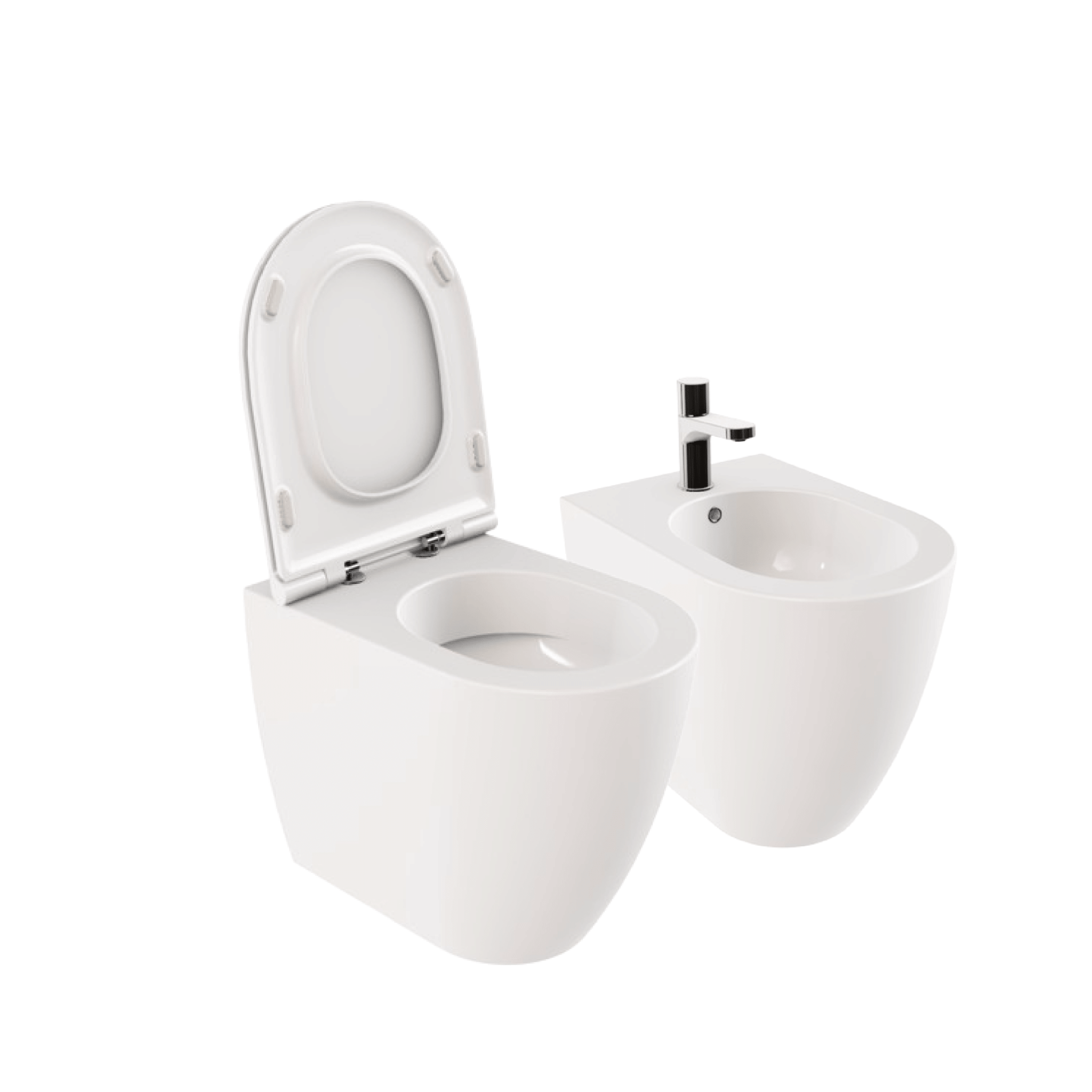 Coppia Di Sanitari a Terra Senza Brida Azzurra Ceramica "Comoda" Bianco Lucido - Dabicasa