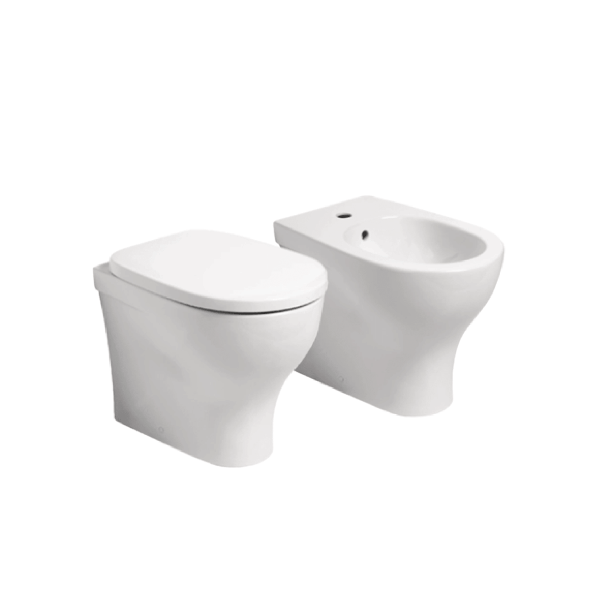 Coppia Di Sanitari a Terra Senza Brida Azzurra Ceramica "Pratica" Bianco Lucido - Dabicasa
