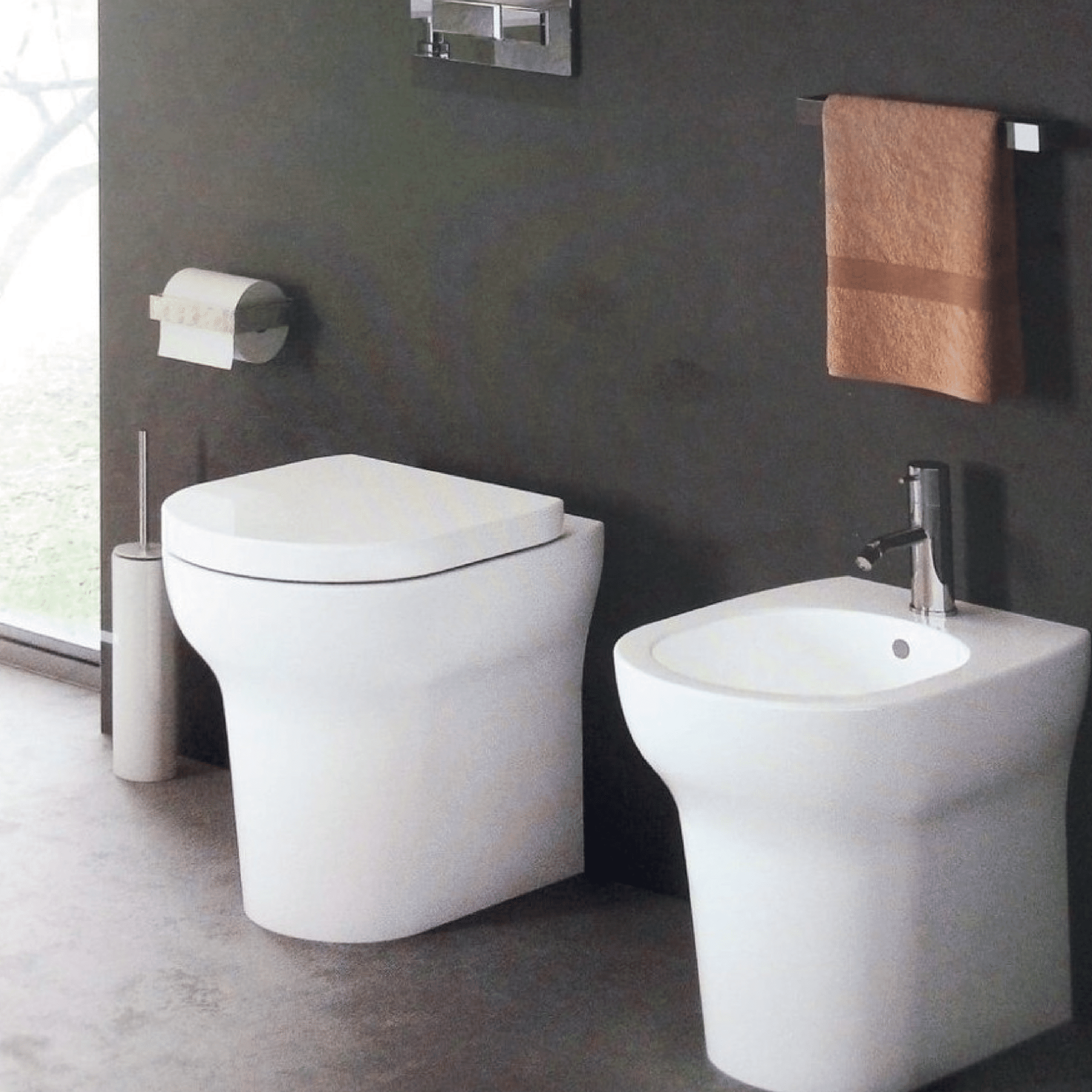 Coppia Di Sanitari a Terra Senza Brida Ceramica Cielo "Jo" Bianco Lucido - Dabicasa