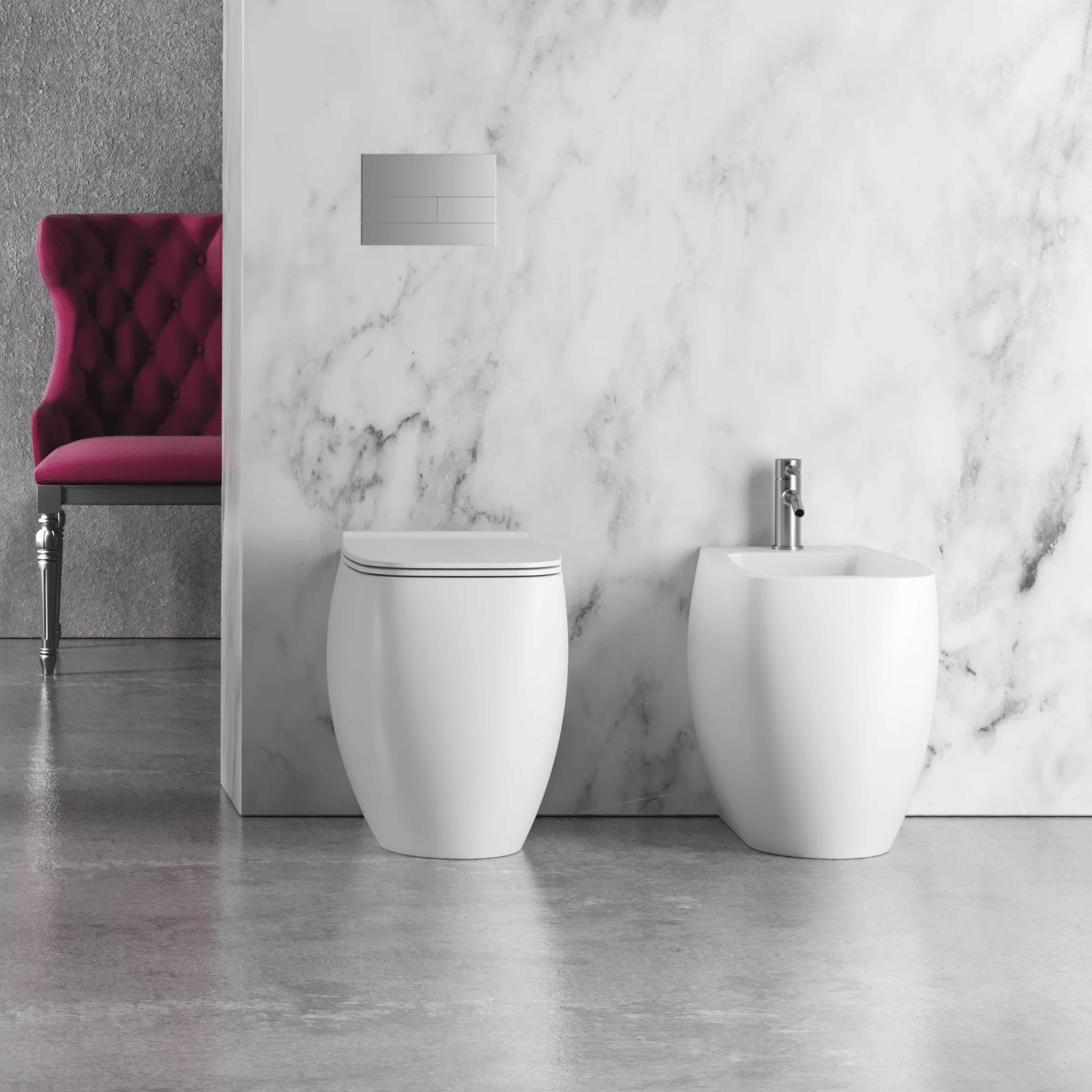 Coppia Di Sanitari a Terra Senza Brida Traslato Alice Ceramica "Nur" Bianco Lucido - Dabicasa