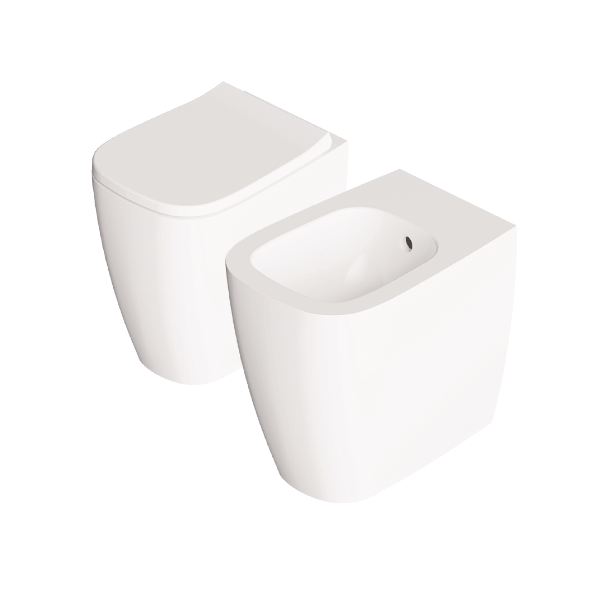 Coppia Di Sanitari a Terra Senza Brida Traslato Alice Ceramica "Wunder" Bianco Lucido - Dabicasa