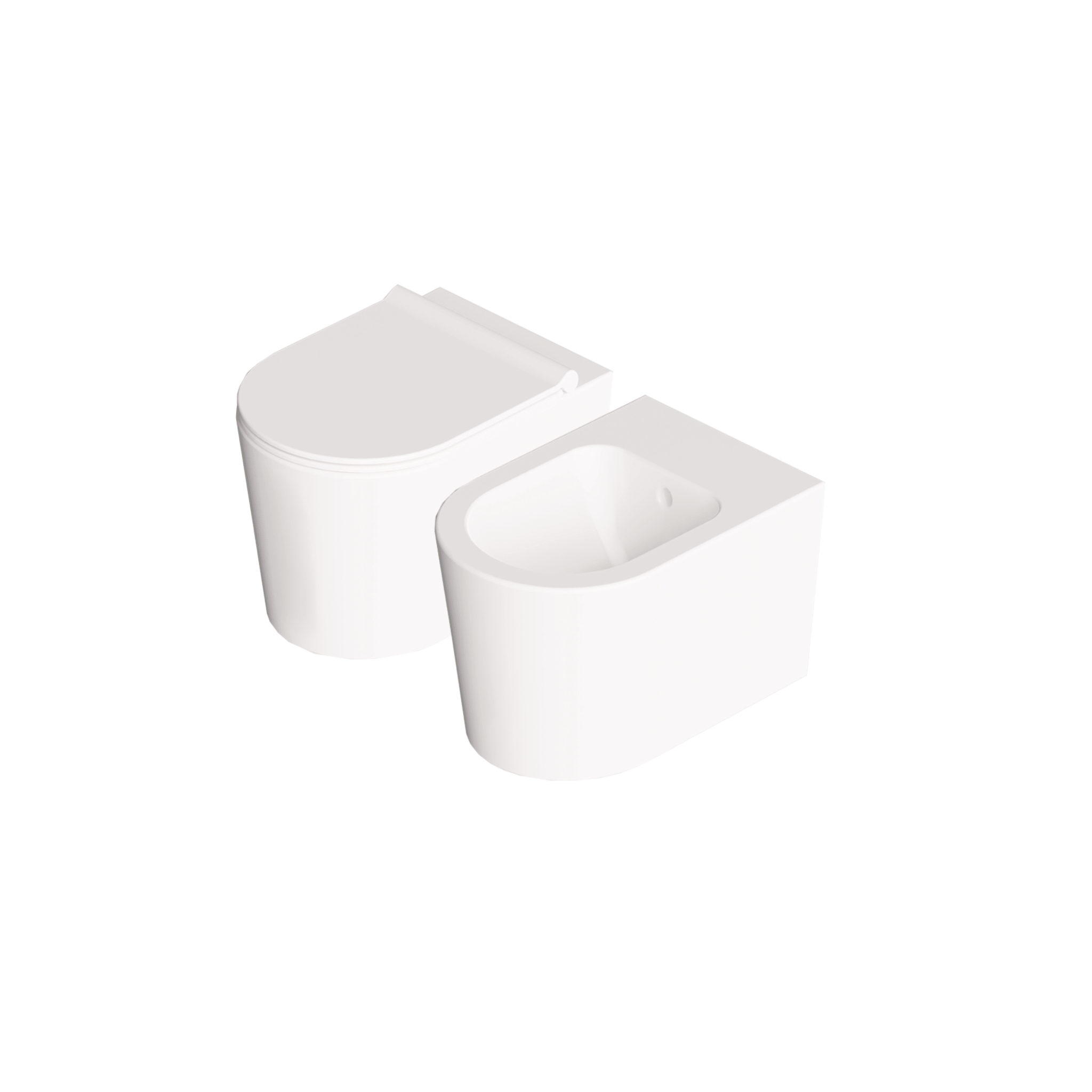 Coppia Di Sanitari Sospesi Senza Brida Alice Ceramica "Form" Bianco Lucido - Dabicasa