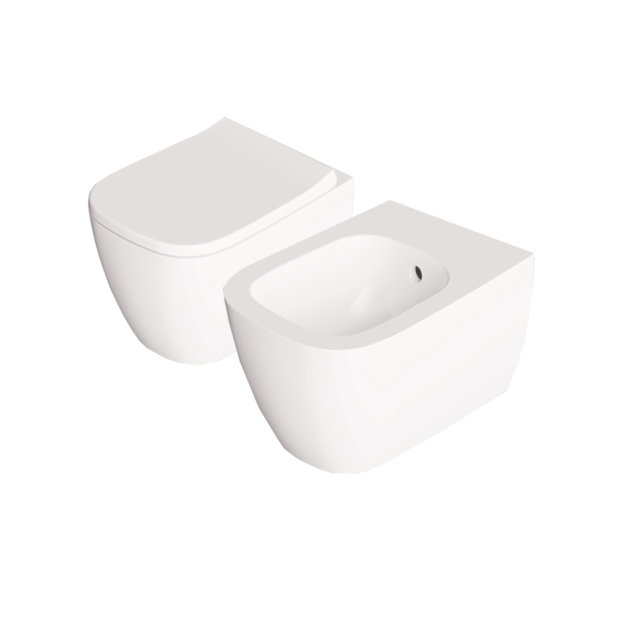 Coppia Di Sanitari Sospesi Senza Brida Alice Ceramica "Wunder" Bianco Lucido - Dabicasa