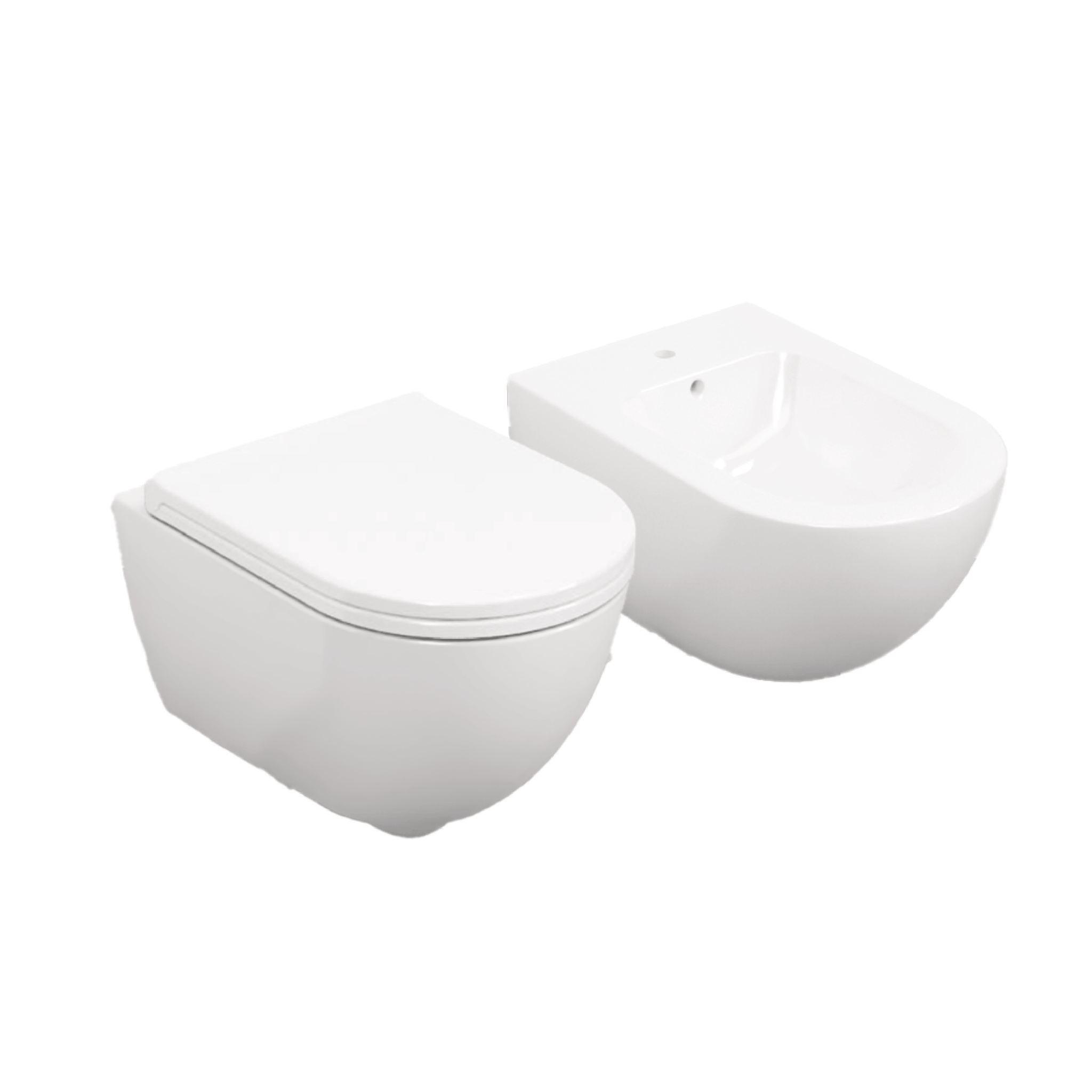 Coppia Di Sanitari Sospesi Senza Brida Ceramica Cielo "Enjoy 53" Bianco Lucido - Dabicasa