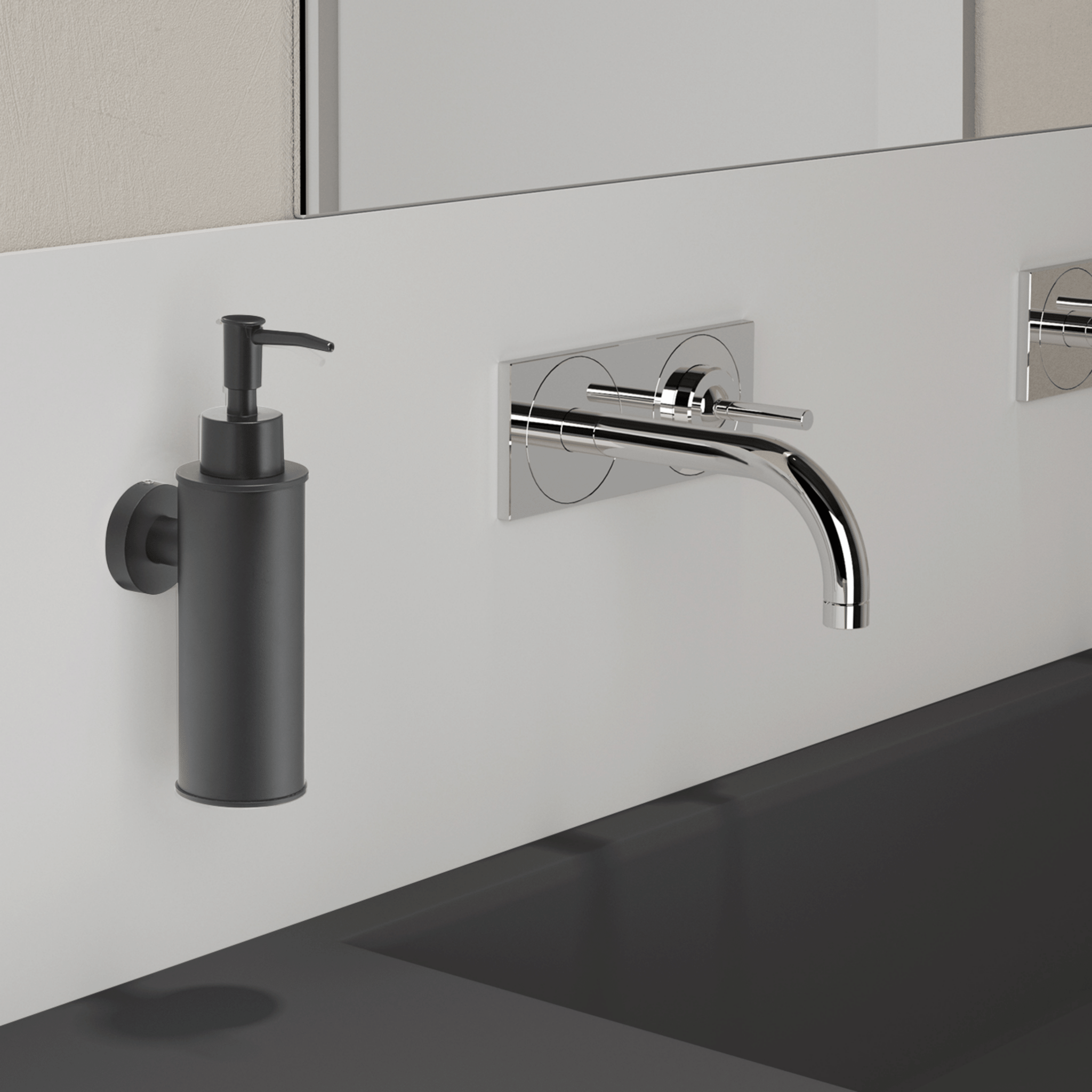 Dispenser Sapone Tondo a Parete 150 Ml Gedy "Seal" Nero Opaco - Dabicasa
