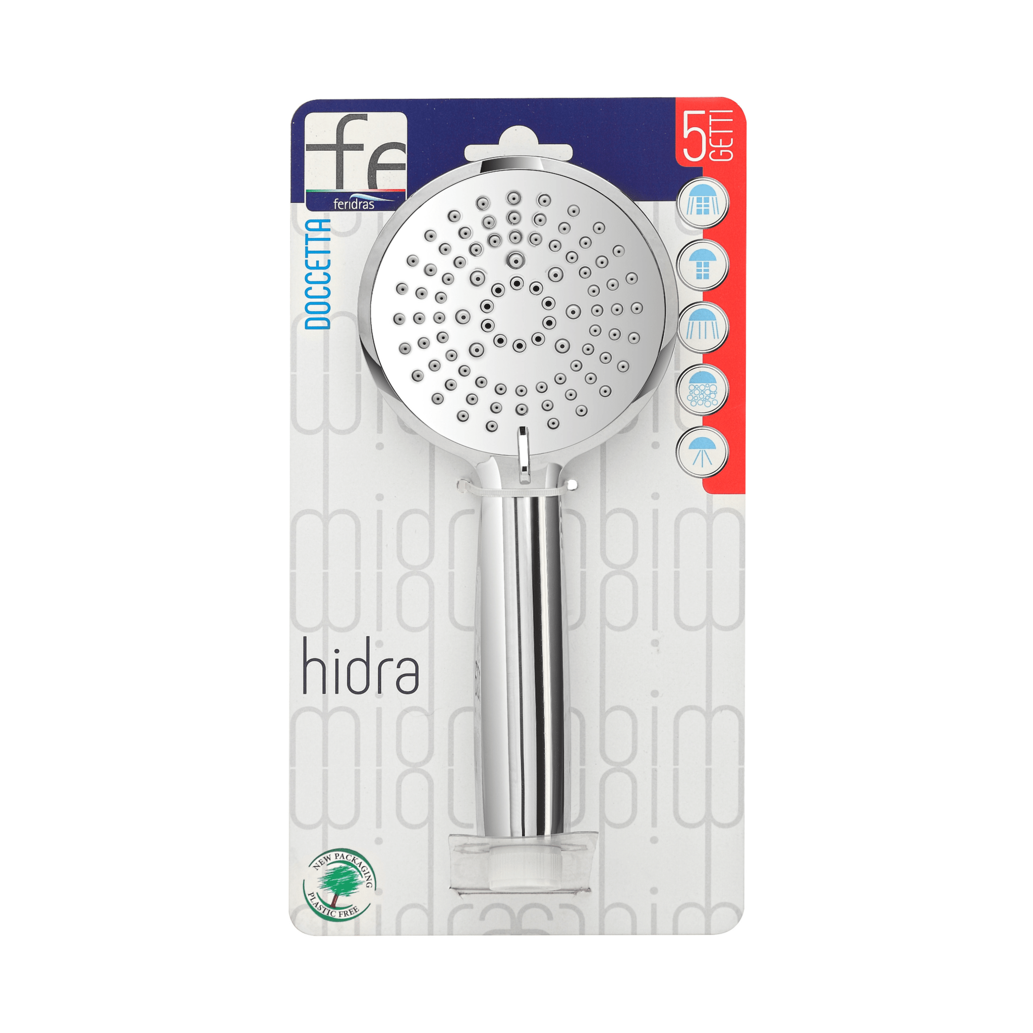 Doccetta Tonda 5 Funzioni Feridras "Hidra" Cromo Lucido - Dabicasa