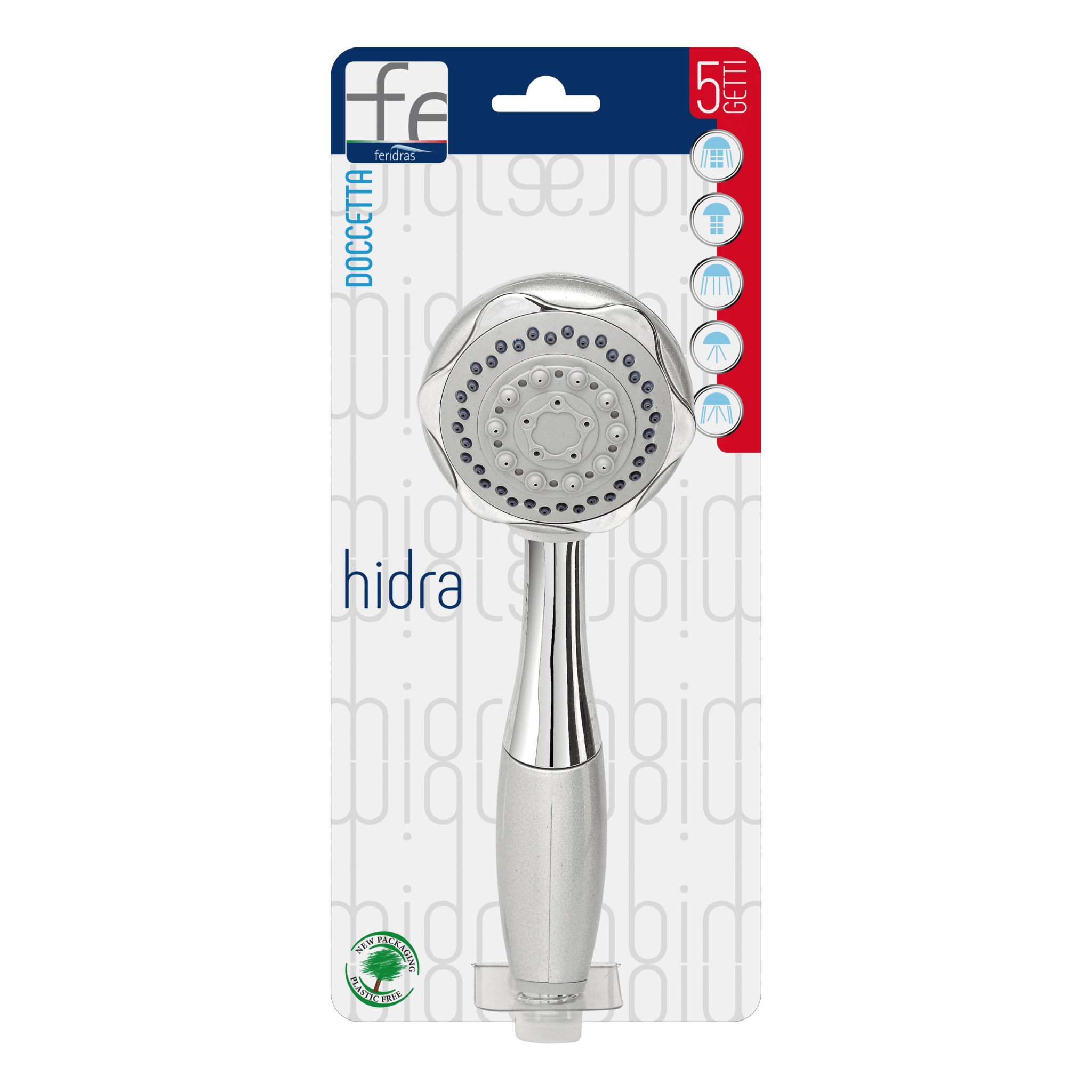 Doccetta Tonda 5 Funzioni Feridras "Hidra" Cromo Lucido/Satinato - Dabicasa