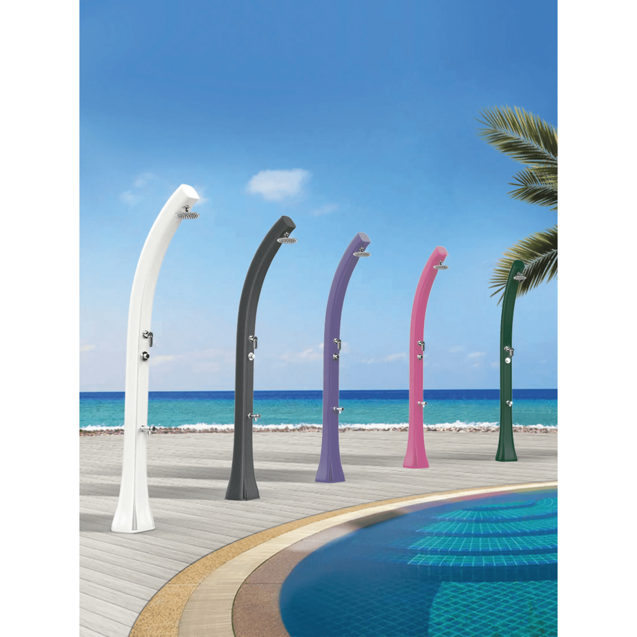Doccia Solare Da Esterno 28 Lt Con Soffione Miscelatore e Lavapiedi Temporizzato Arkema "Happy Beach F530" - Dabicasa