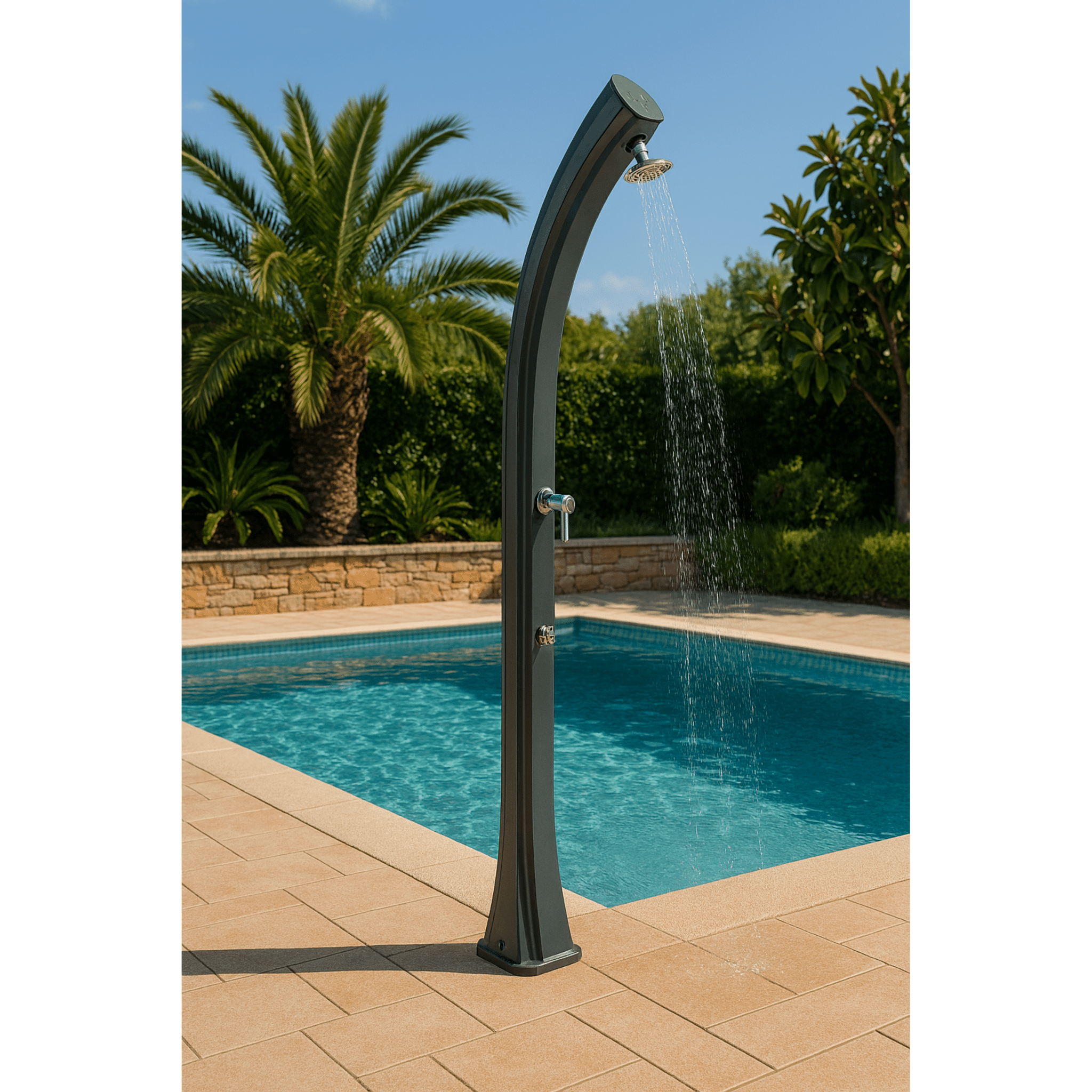 Doccia Solare Per Esterno 35 Lt Con Soffione Miscelatore e Lavapiedi Arkema "Happy XL H420" Anthracite - Dabicasa