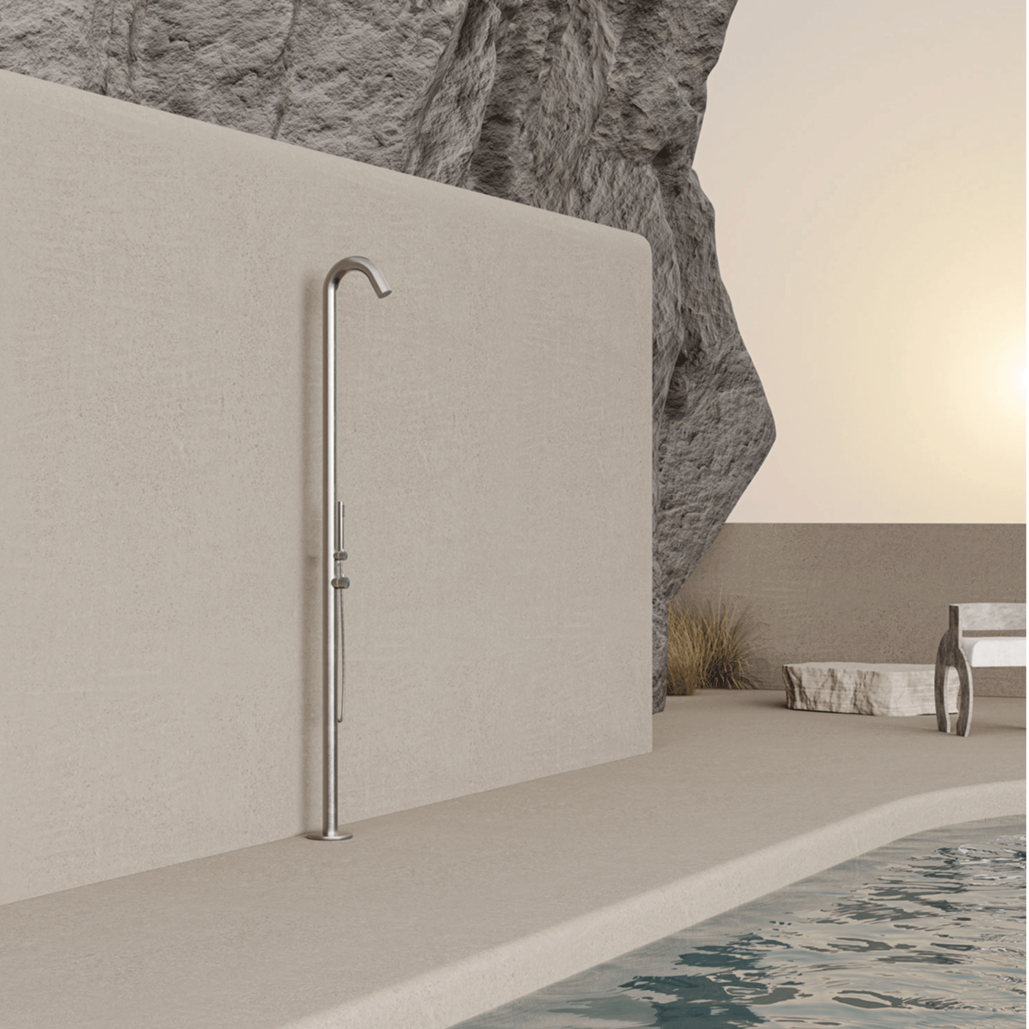 Doccia Tradizionale Per Esterno/Interno Con Doccino Sined "Alghero" Inox Satinato - Dabicasa