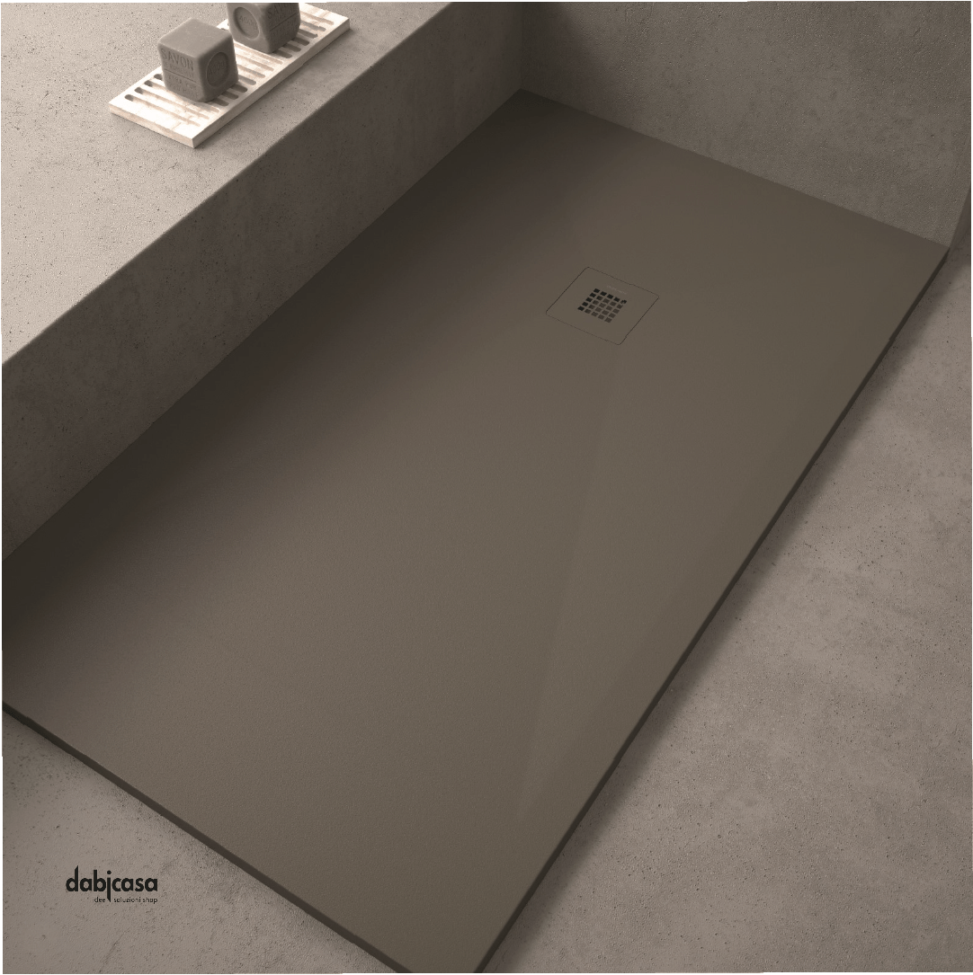 Duplach "Plus" Piatto Doccia Marmoresina Effetto Pietra Colore Taupe 80x80 H 3 - Dabicasa