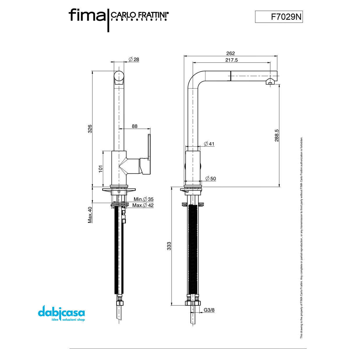 Fima Frattini "Kitchen" Miscelatore Lavello Cucina C/Doccetta Estraibile Cromo Lucido - Dabicasa