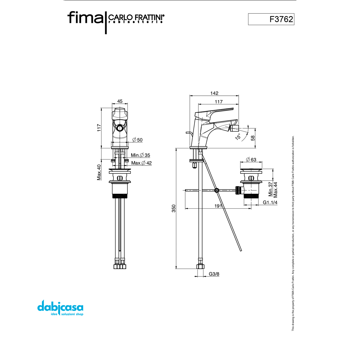 Fima Frattini "Serie 4" Miscelatore Bidet Cromo Lucido C/Scarico Automatico - Dabicasa