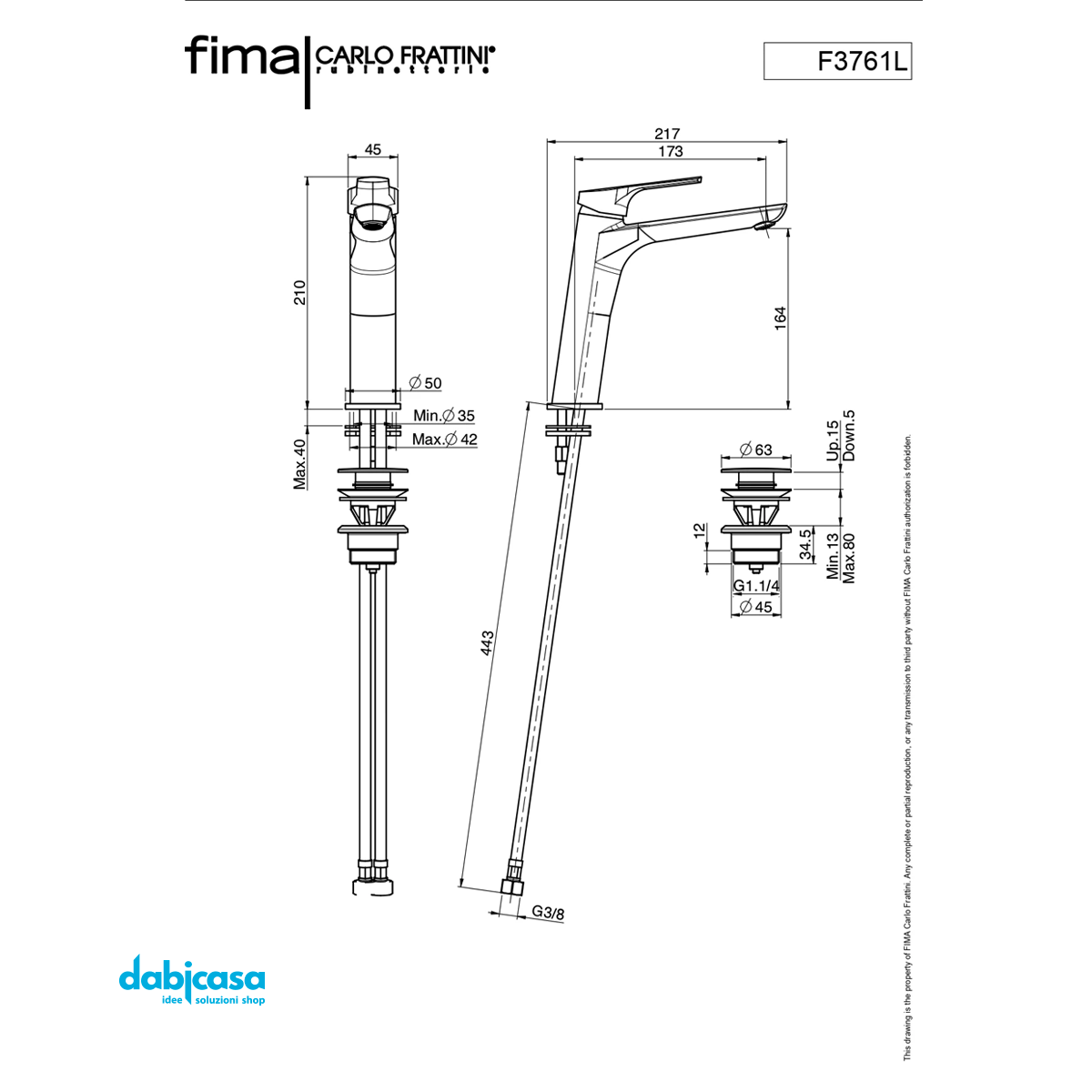 Fima Frattini "Serie 4" Miscelatore Lavabo Medio Con Scarico Click - Clack - Dabicasa