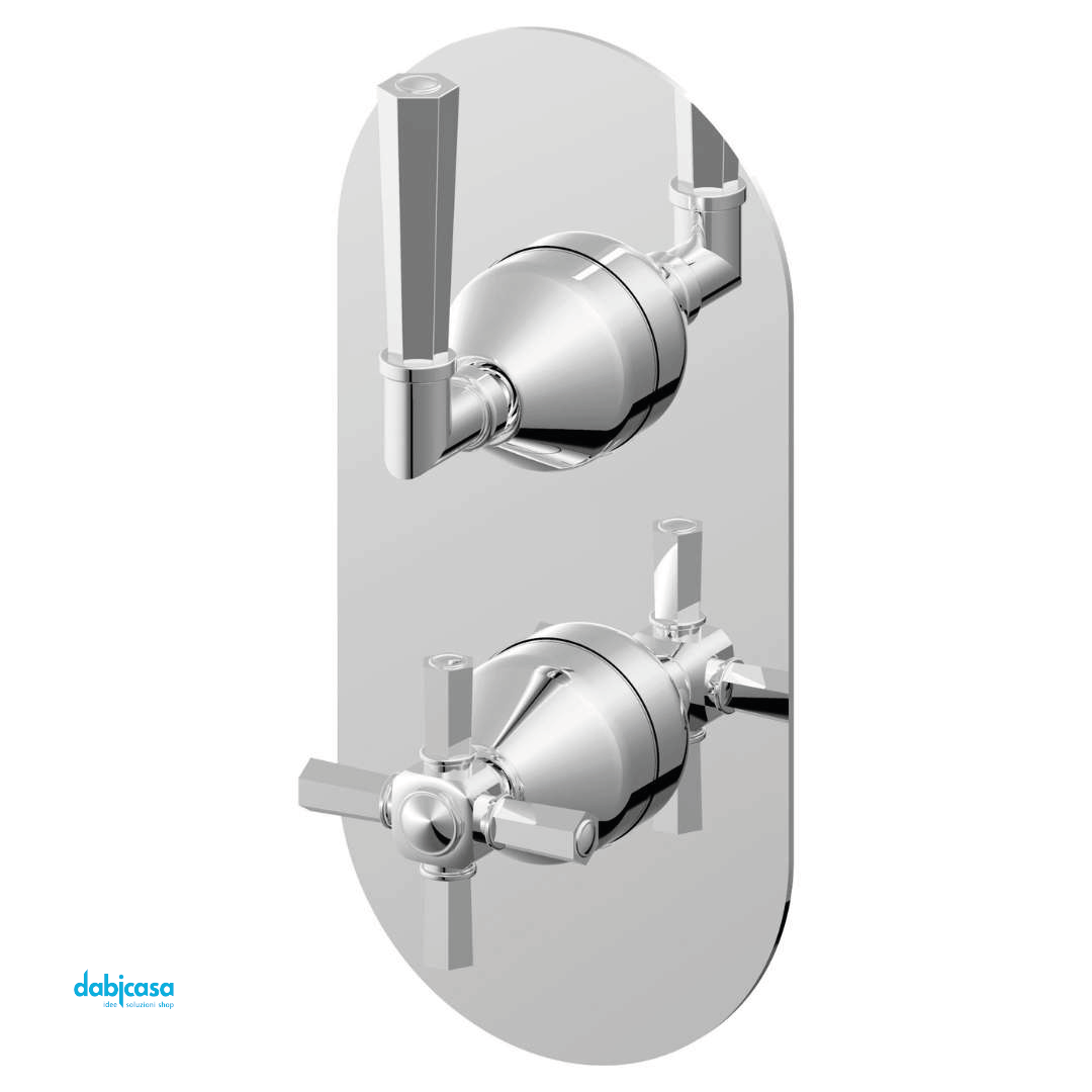Gattoni Rubinetteria "TRD" Miscelatore Doccia Termostatico C/Deviatore a Due Uscite Finitura Cromo Lucido - Dabicasa
