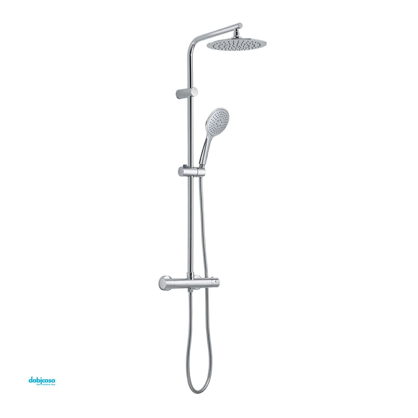 Gedy Colonna Doccia "Easy Mix 02" C/Miscelatore Termostatico e Deviatore Soffione Tondi Diam. 23 cm Kit Doccia a 3 Getti Cromo Lucido - Dabicasa