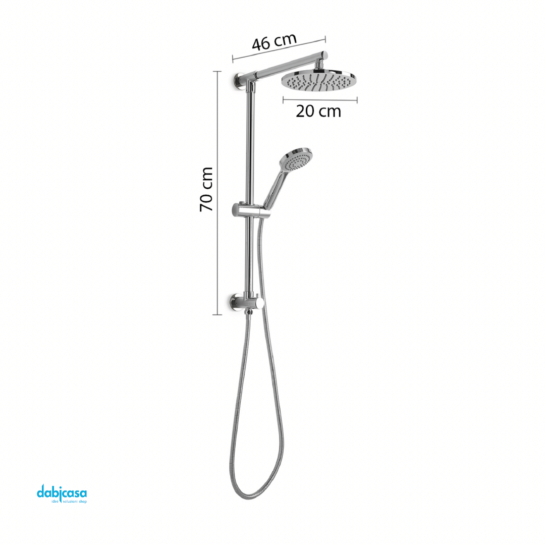 Gedy Colonna Doccia Fissa "Star 02" C/Soffione tondo diam. 20 cm e Kit doccia Cromo Lucido C/Deviatore - Dabicasa