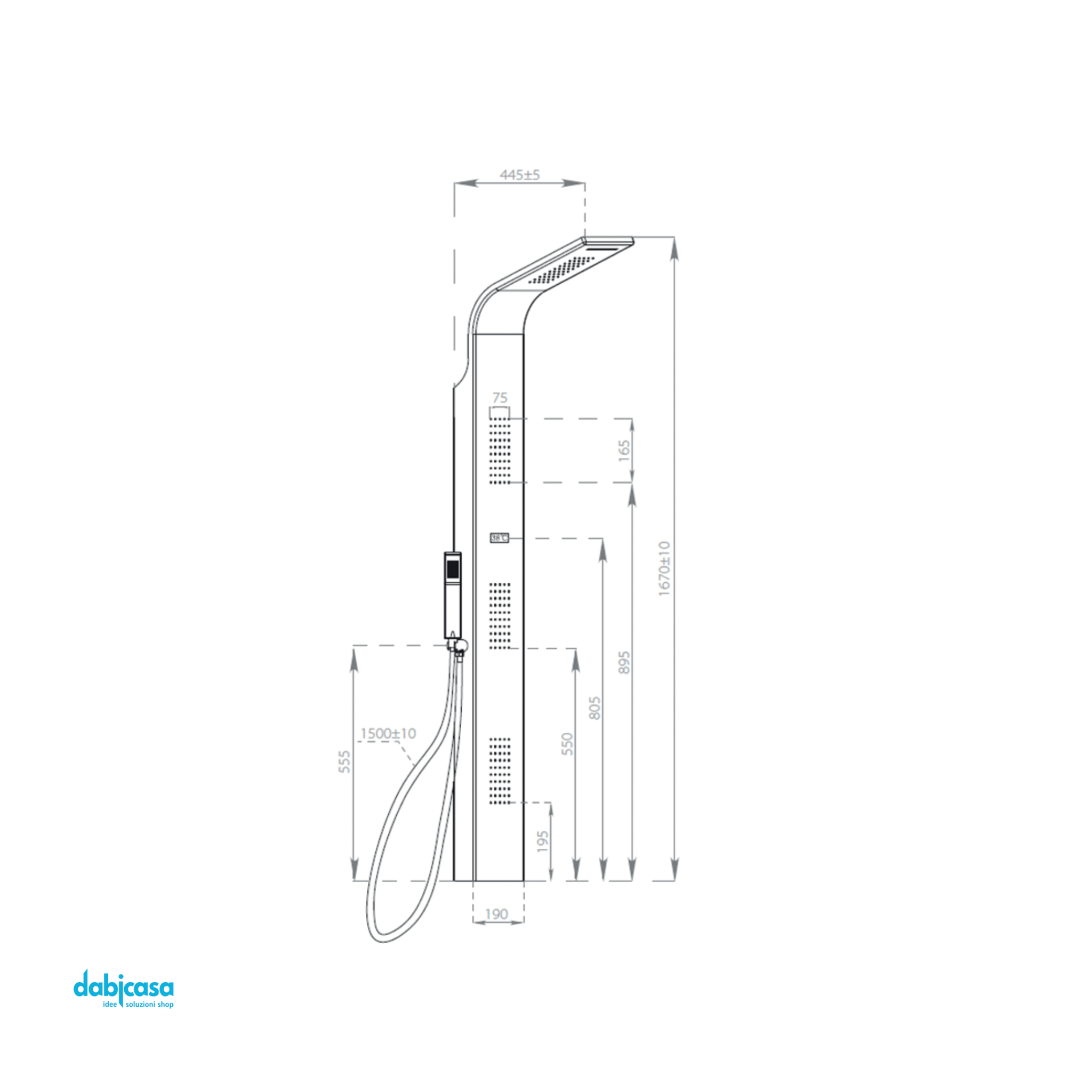 Gedy Colonna Doccia Multifunzionale "SPA 00" C/Miscelatore Termostatico Da 167 Cm Finitura Bianco - Dabicasa