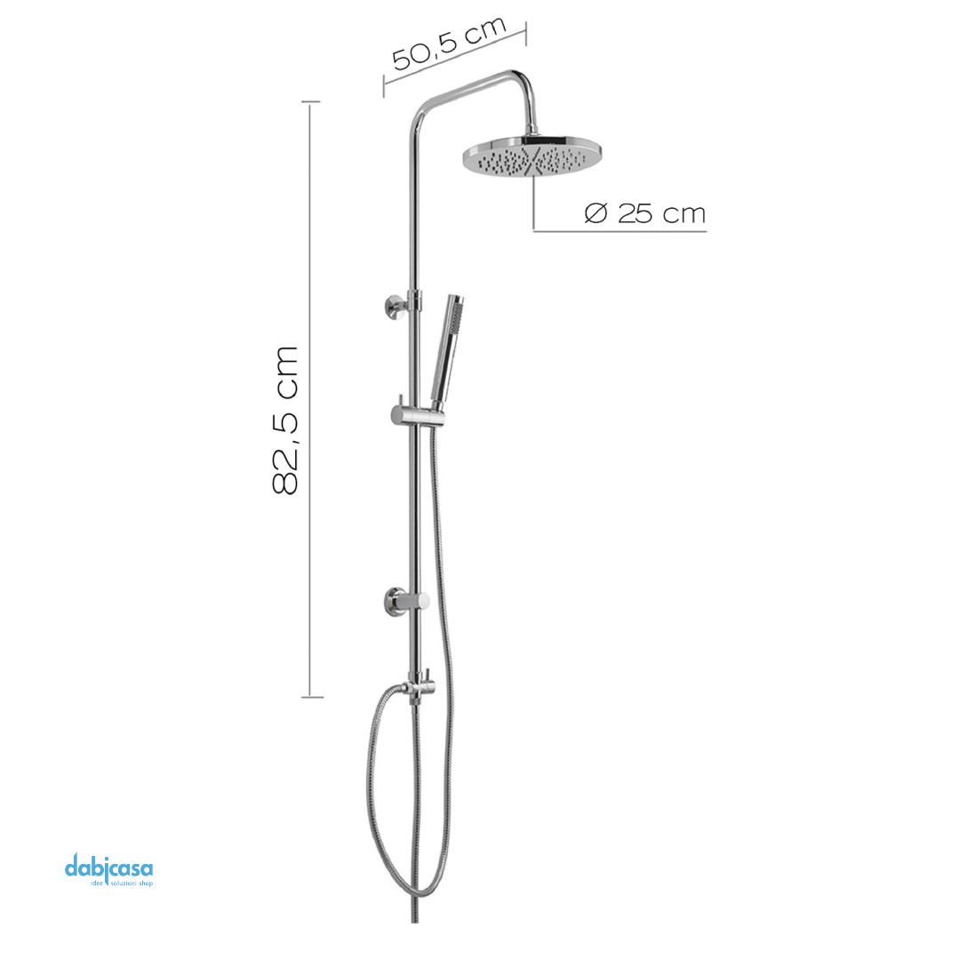 Gedy Colonna Doccia "Star 00" C/Soffione tondo diam. 25 cm e Kit Doccia Cromo Lucido C/Deviatore - Dabicasa