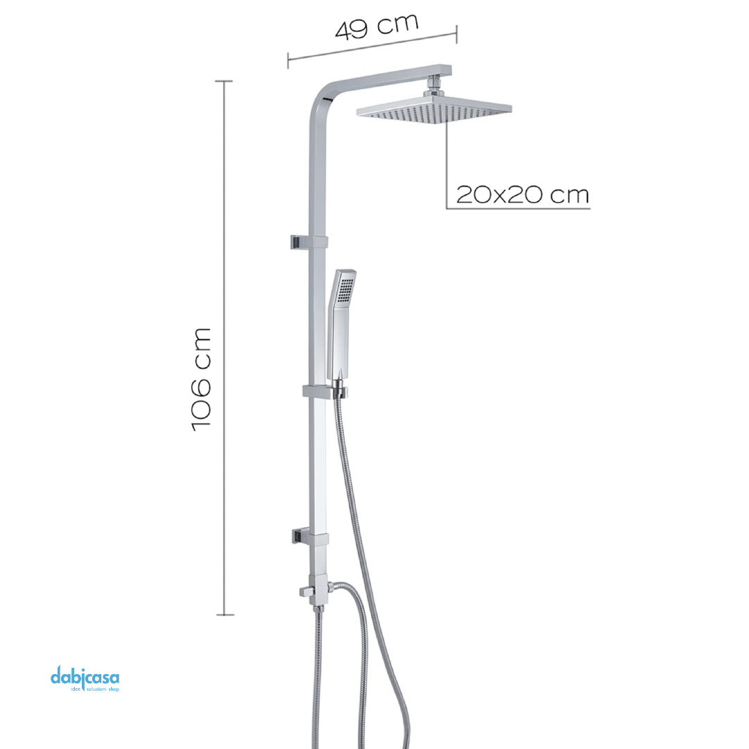 Gedy Colonna Doccia "Star 01" C/Soffione 20x20 e Kit Doccia Cromo Lucido C/Deviatore - Dabicasa