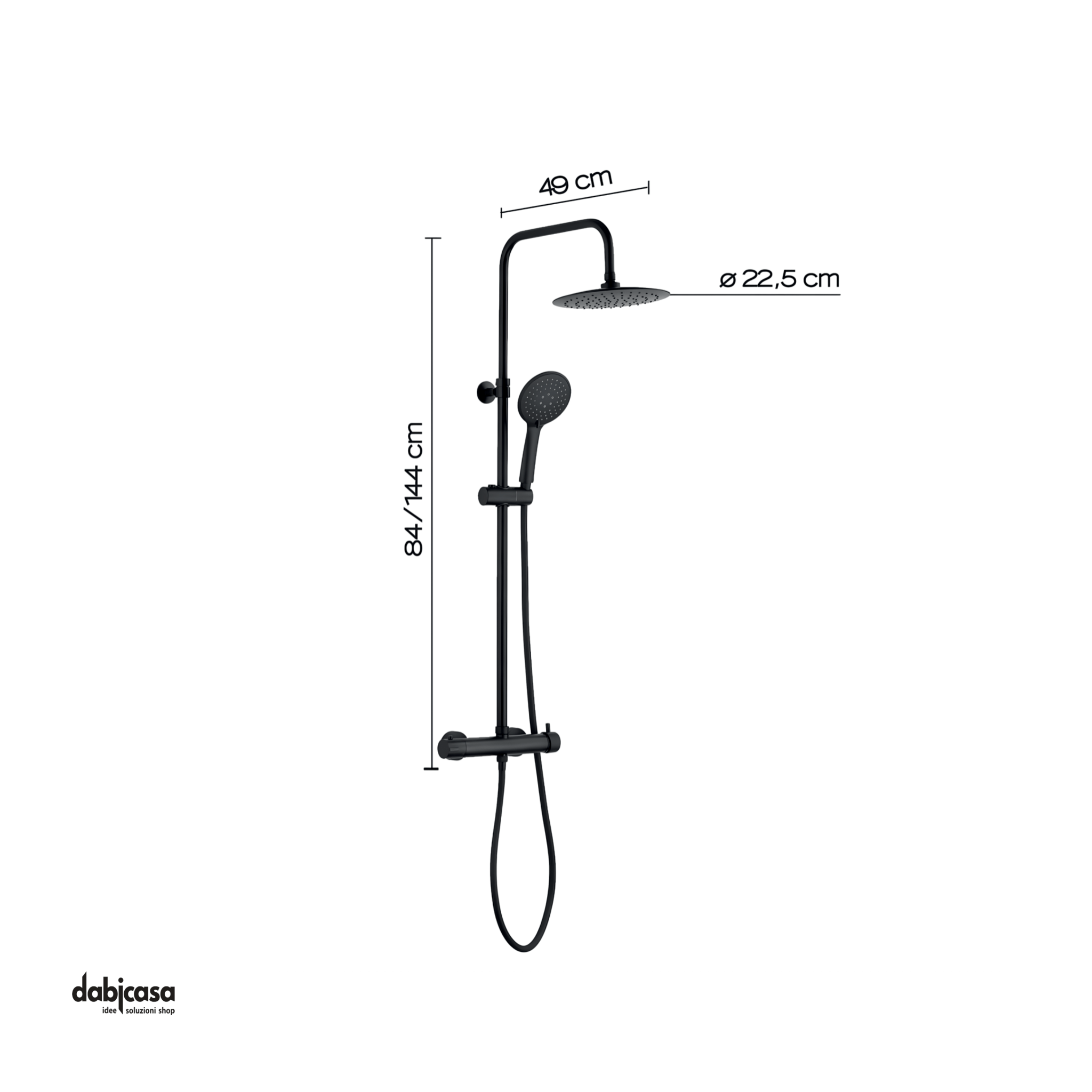 Gedy Colonna Doccia "Star Plus 01" C/Miscelatore Manuale Nero Opaco Deviatore a 2 Uscite - Dabicasa