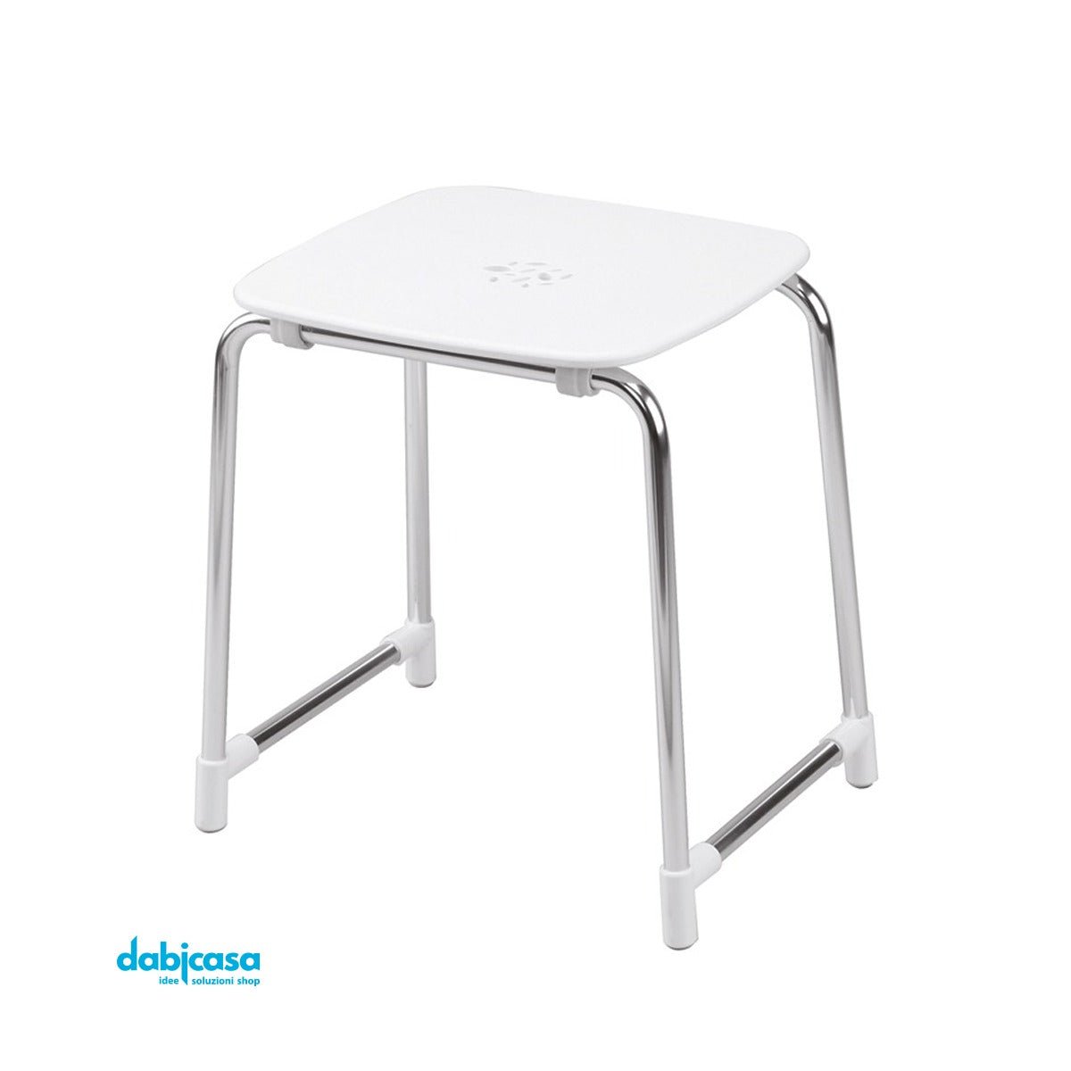 Gedy "G - Prima classe" sgabello in alluminio/abs colore bianco/cromo - Dabicasa