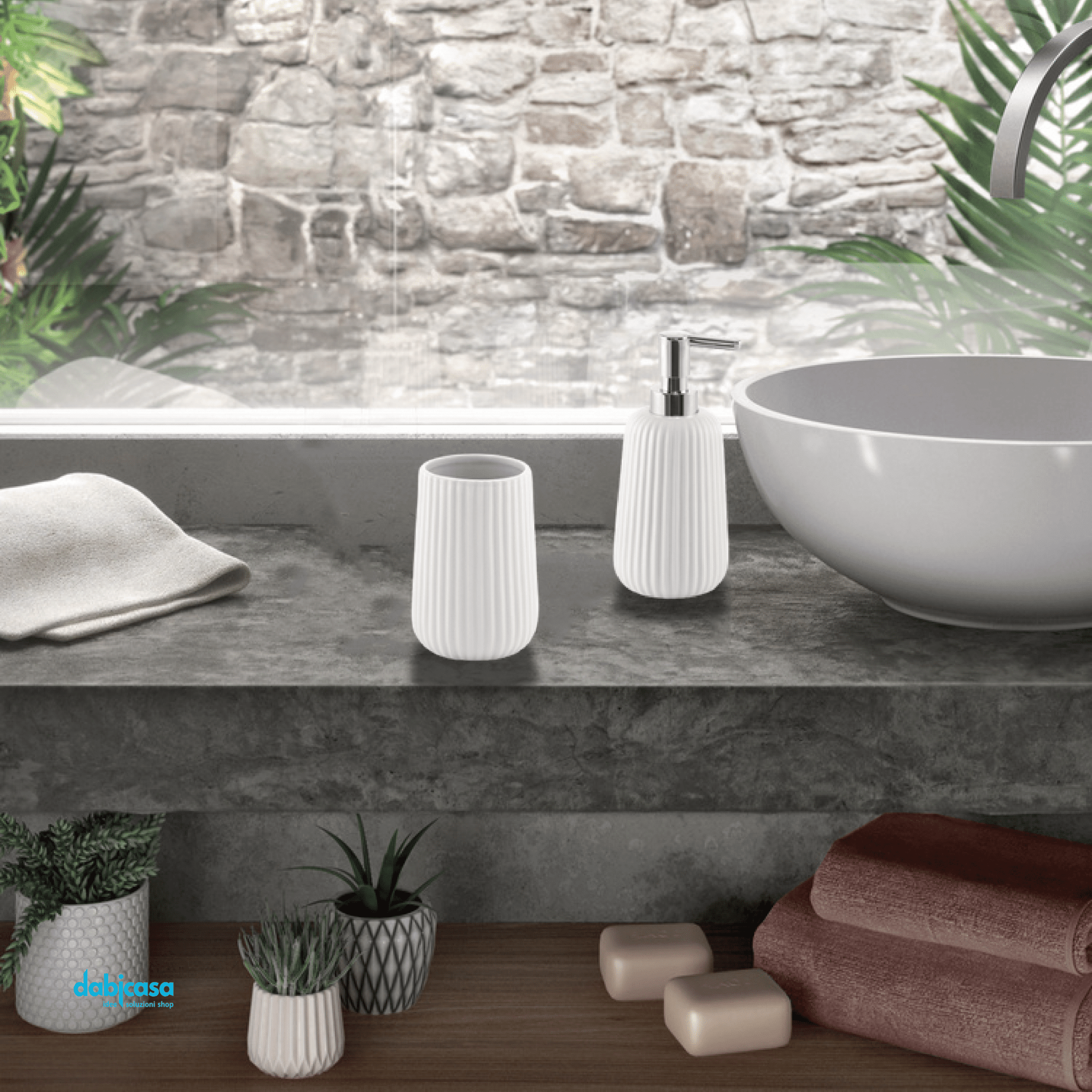 Gedy "Marika" Set Accessori Da Bagno 2 Pezzi Finitura Bianco - Dabicasa