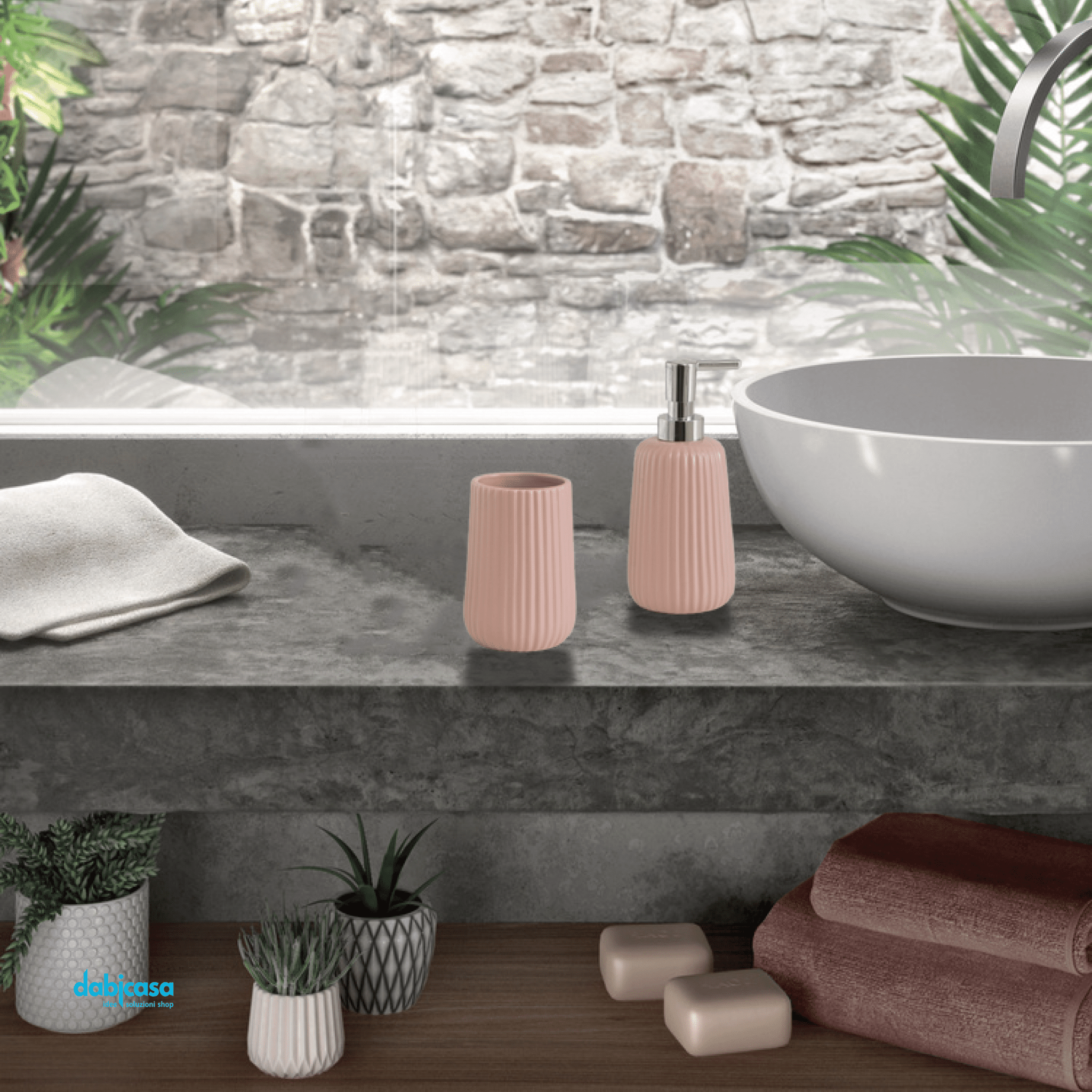 Gedy "Marika" Set Accessori Da Bagno 2 Pezzi Finitura Rosa - Dabicasa