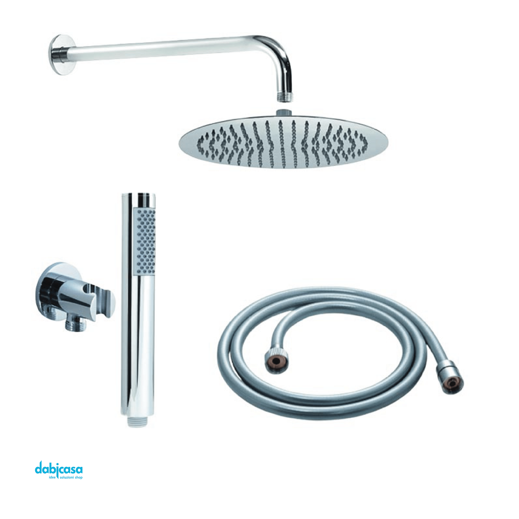 Gedy Set Doccia "High Pro 04" C/Soffione Diam.30+Braccio e Kit Doccetta - Dabicasa