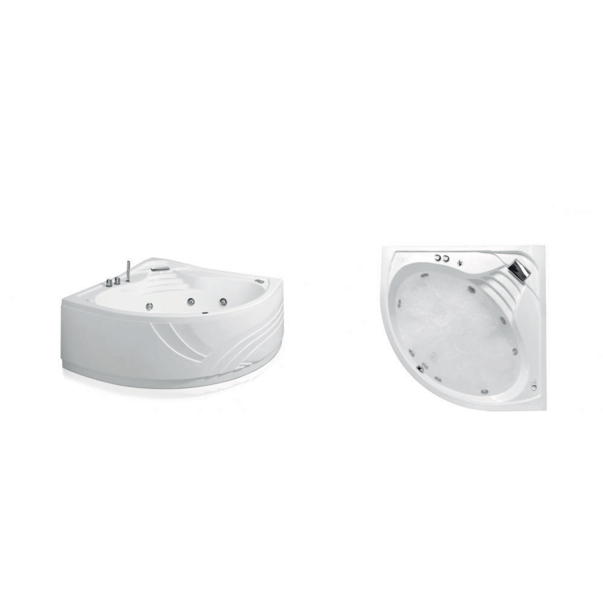 Glass "Capri" Vasca Idromassaggio 140X140 Angolare Con Miscelatore A Cascata - Dabicasa