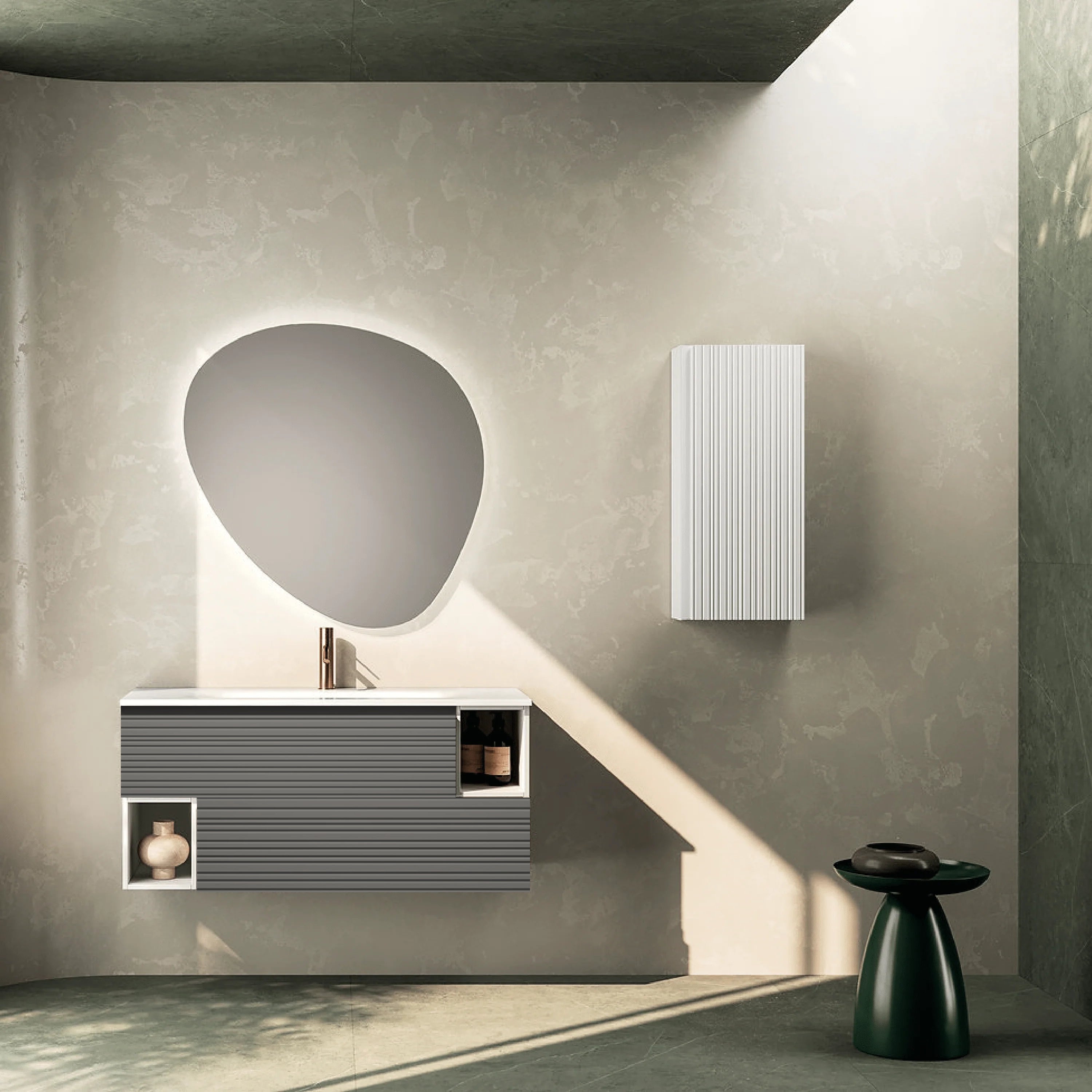 Mobile Bagno Sospeso 100 Cm Due Cassetti Con Vano a Giorno ItalBagno "Diamante 117"