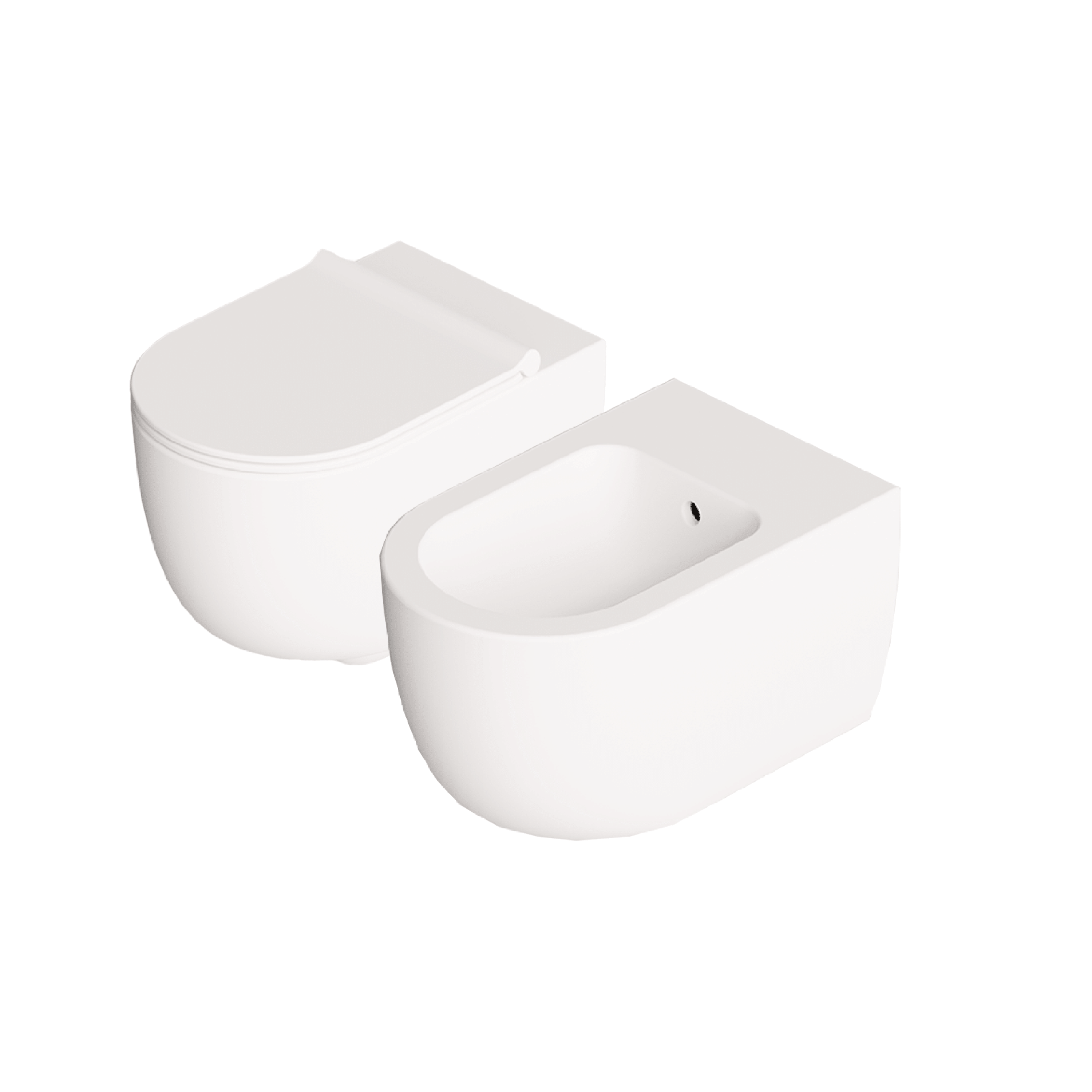 Coppia Di Sanitari Sospesi Senza Brida Alice Ceramica "Unica 55" Bianco Opaco